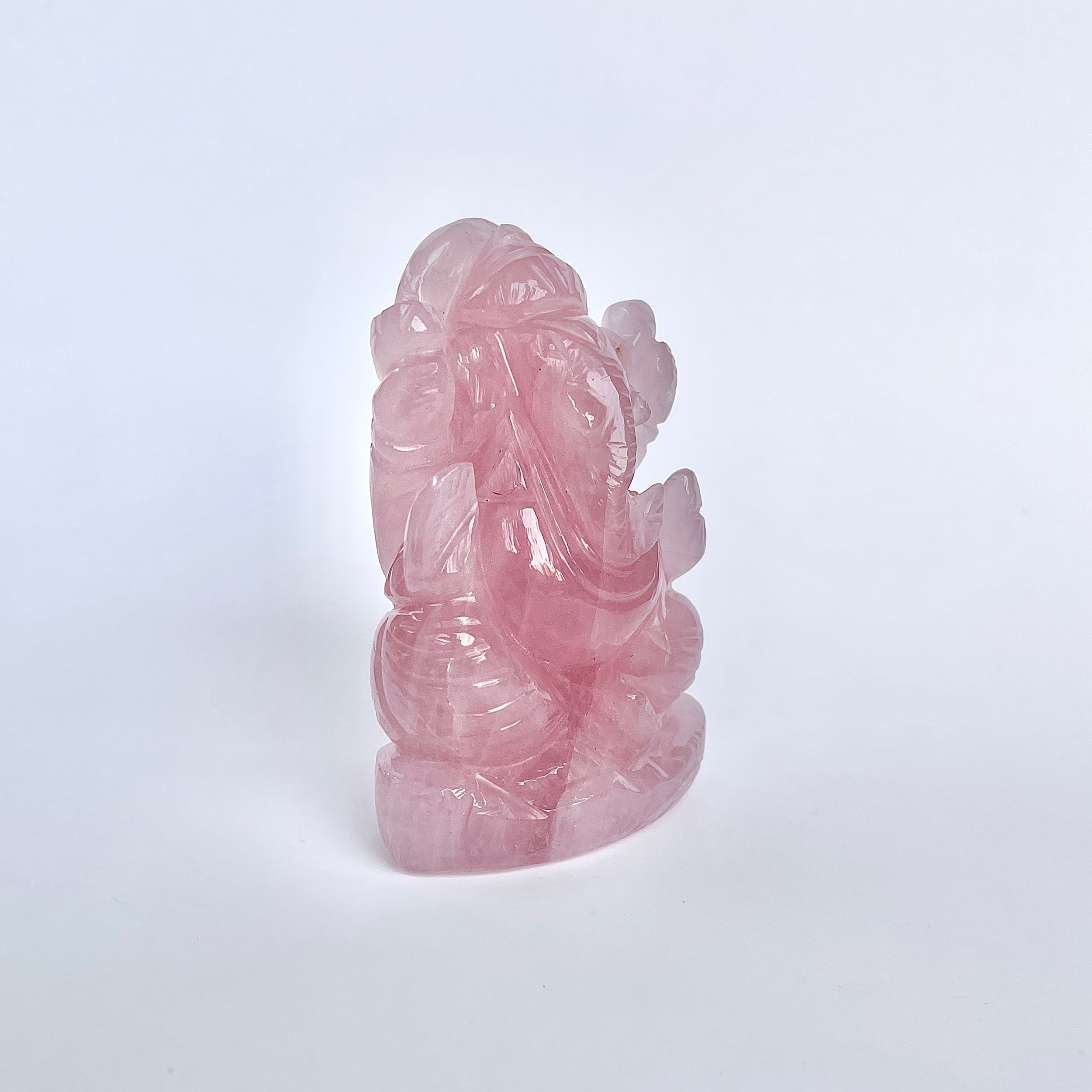 รูปเคารพพระพิฆเนศหินโรสควอตซ์ 953 กะรัต ความสูง :-8.3 CM-(RSQ-MRT-24.)