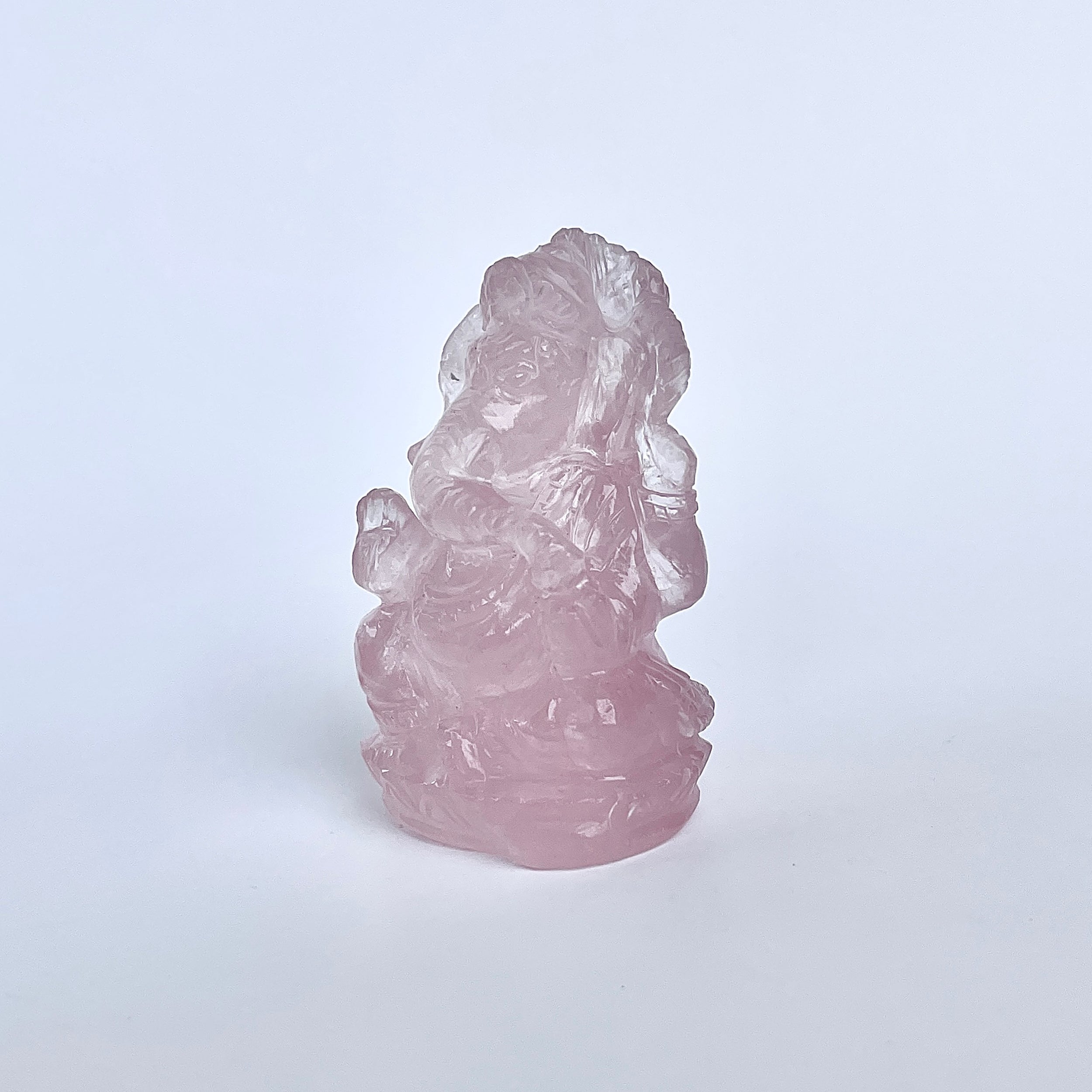 รูปเคารพพระพิฆเนศหินโรสควอตซ์ 371 กะรัต ความสูง :-5.8 CM-(RSQ-MRT-26.)