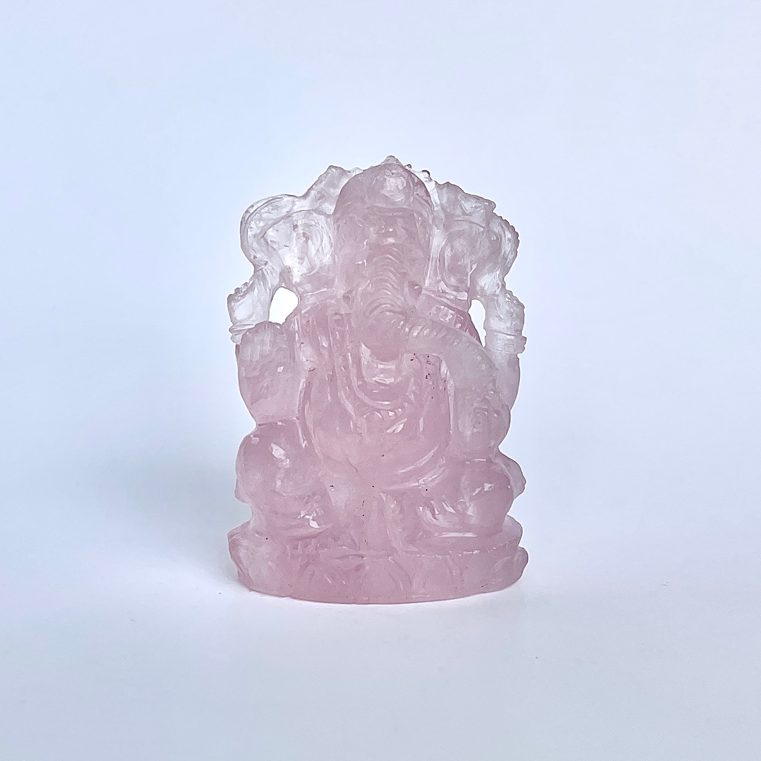 รูปเคารพพระพิฆเนศหินโรสควอตซ์ 386.5 กะรัต ความสูง :-5.8 CM-(RSQ-MRT-27.)