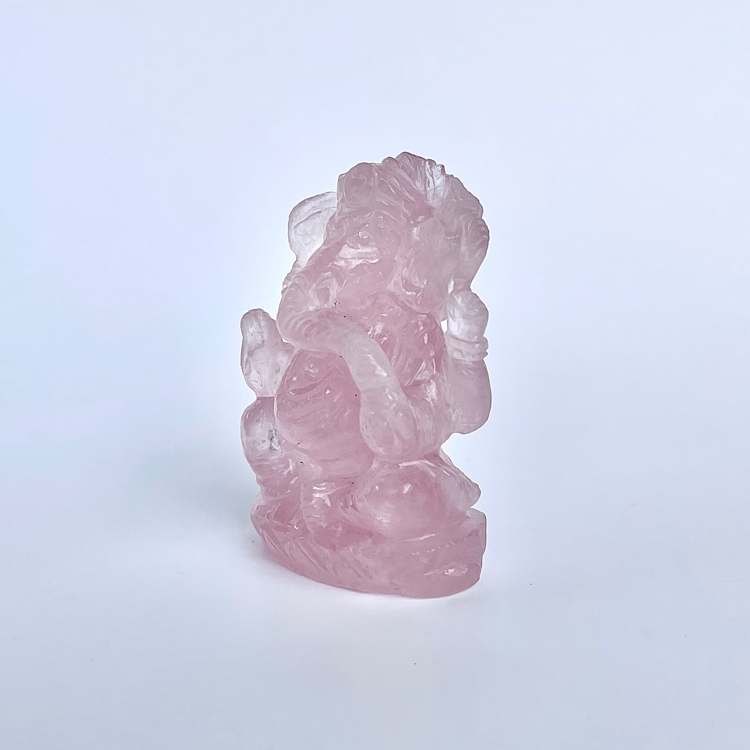 รูปเคารพพระพิฆเนศหินโรสควอตซ์ 386.5 กะรัต ความสูง :-5.8 CM-(RSQ-MRT-27.)