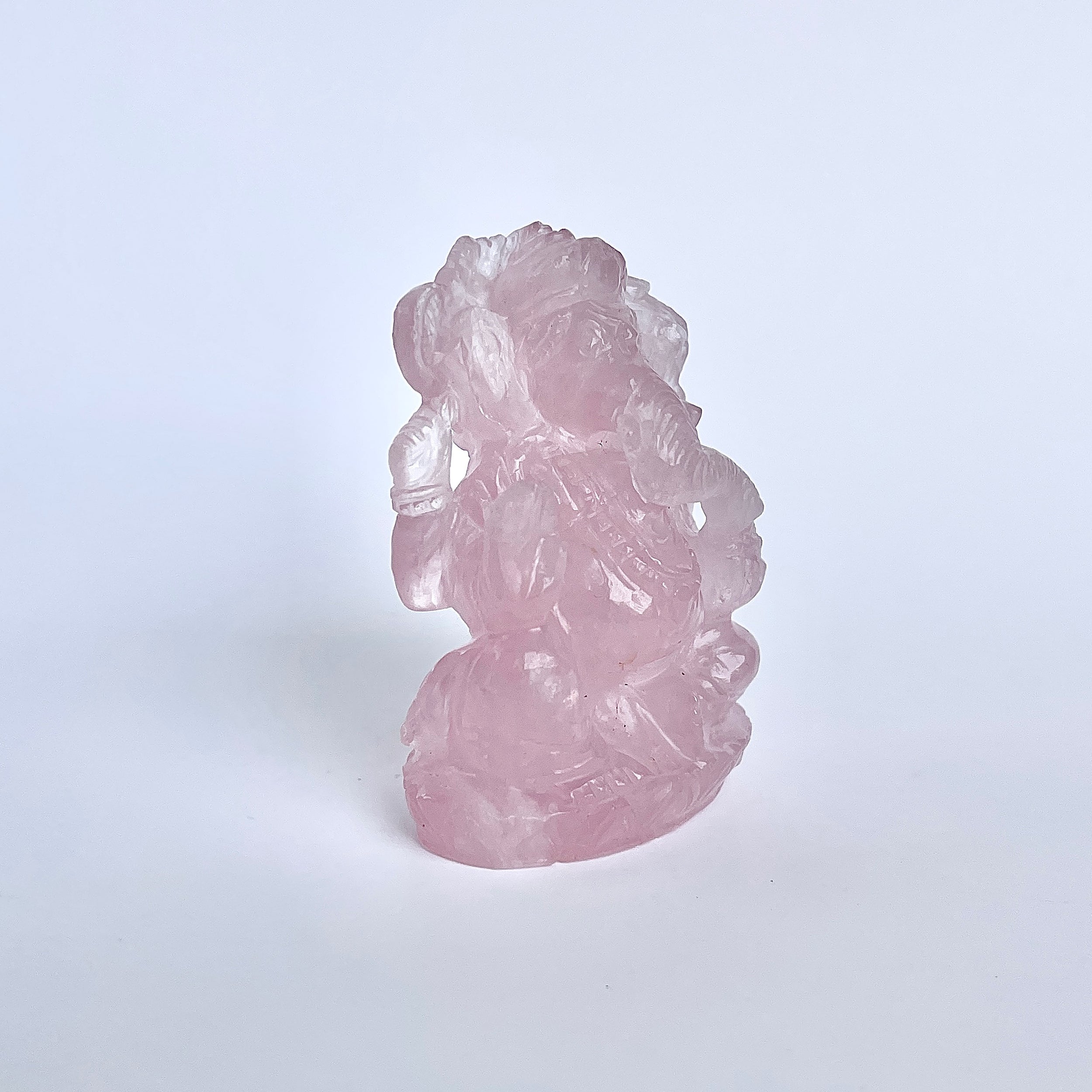 รูปเคารพพระพิฆเนศหินโรสควอตซ์ 386.5 กะรัต ความสูง :-5.8 CM-(RSQ-MRT-27.)