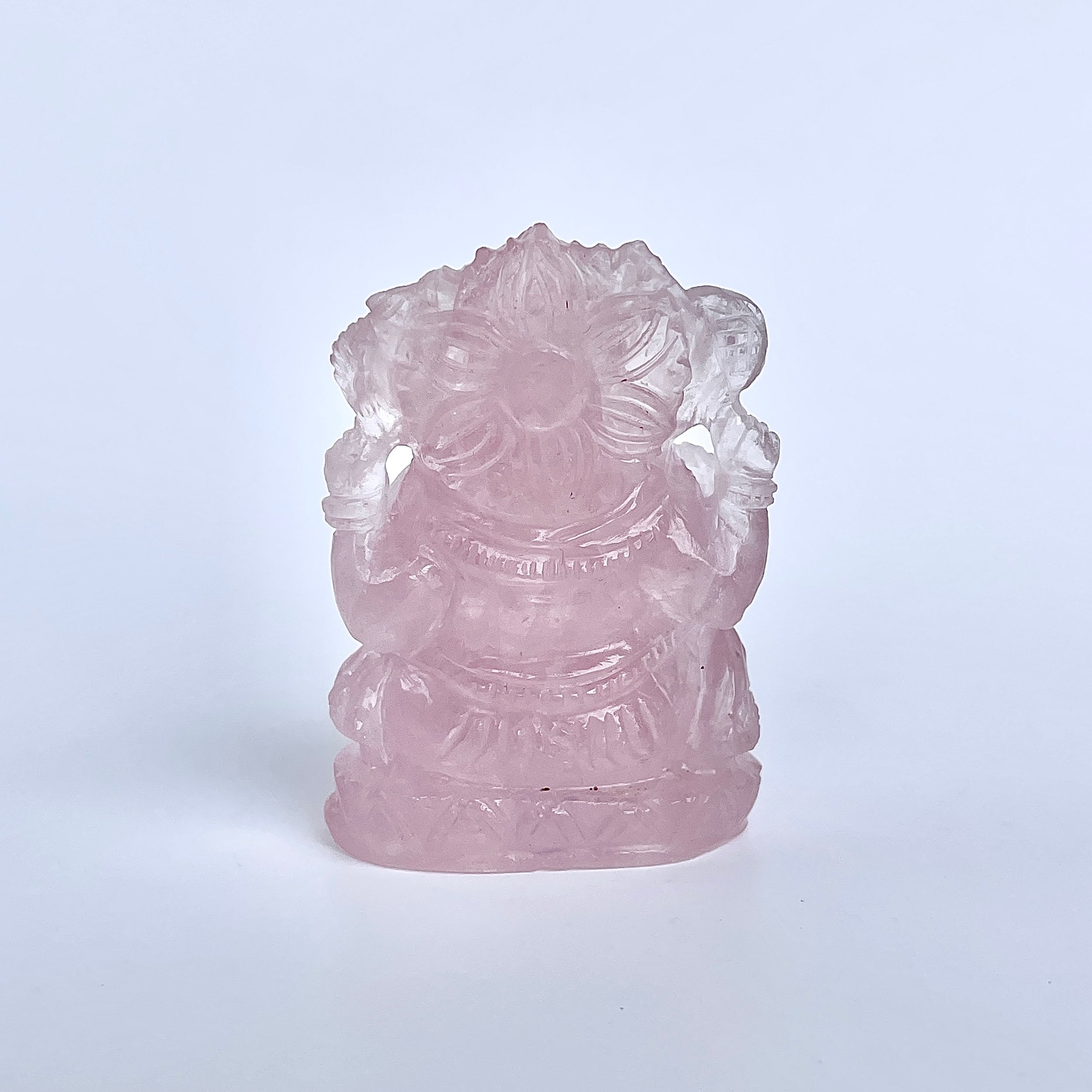 รูปเคารพพระพิฆเนศหินโรสควอตซ์ 386.5 กะรัต ความสูง :-5.8 CM-(RSQ-MRT-27.)