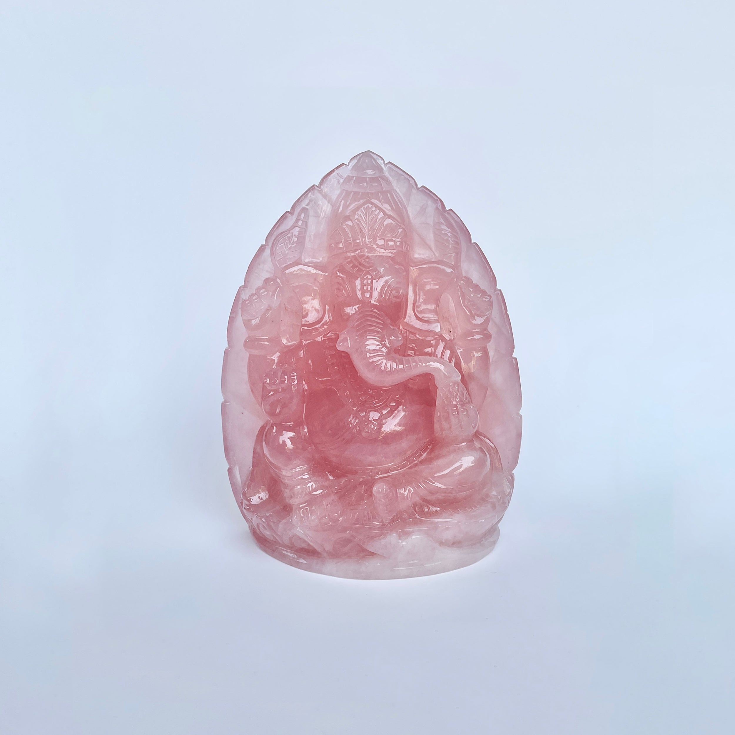 รูปเคารพพระพิฆเนศหินโรสควอตซ์ น้ำหนัก 5840 กะรัต ส่วนสูง :-14.7 ซม.-(RSQ-MRT-28.)