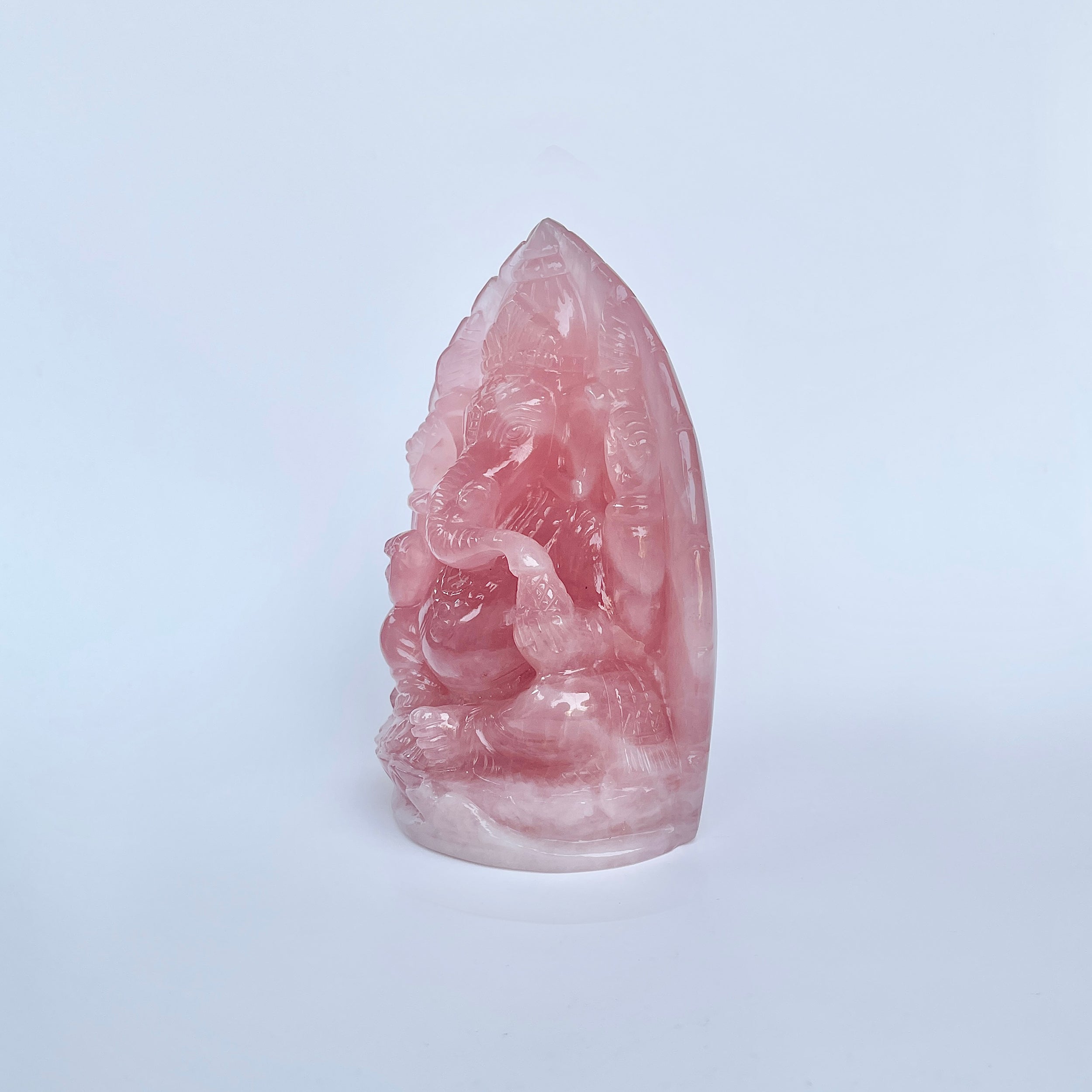 รูปเคารพพระพิฆเนศหินโรสควอตซ์ น้ำหนัก 5840 กะรัต ส่วนสูง :-14.7 ซม.-(RSQ-MRT-28.)