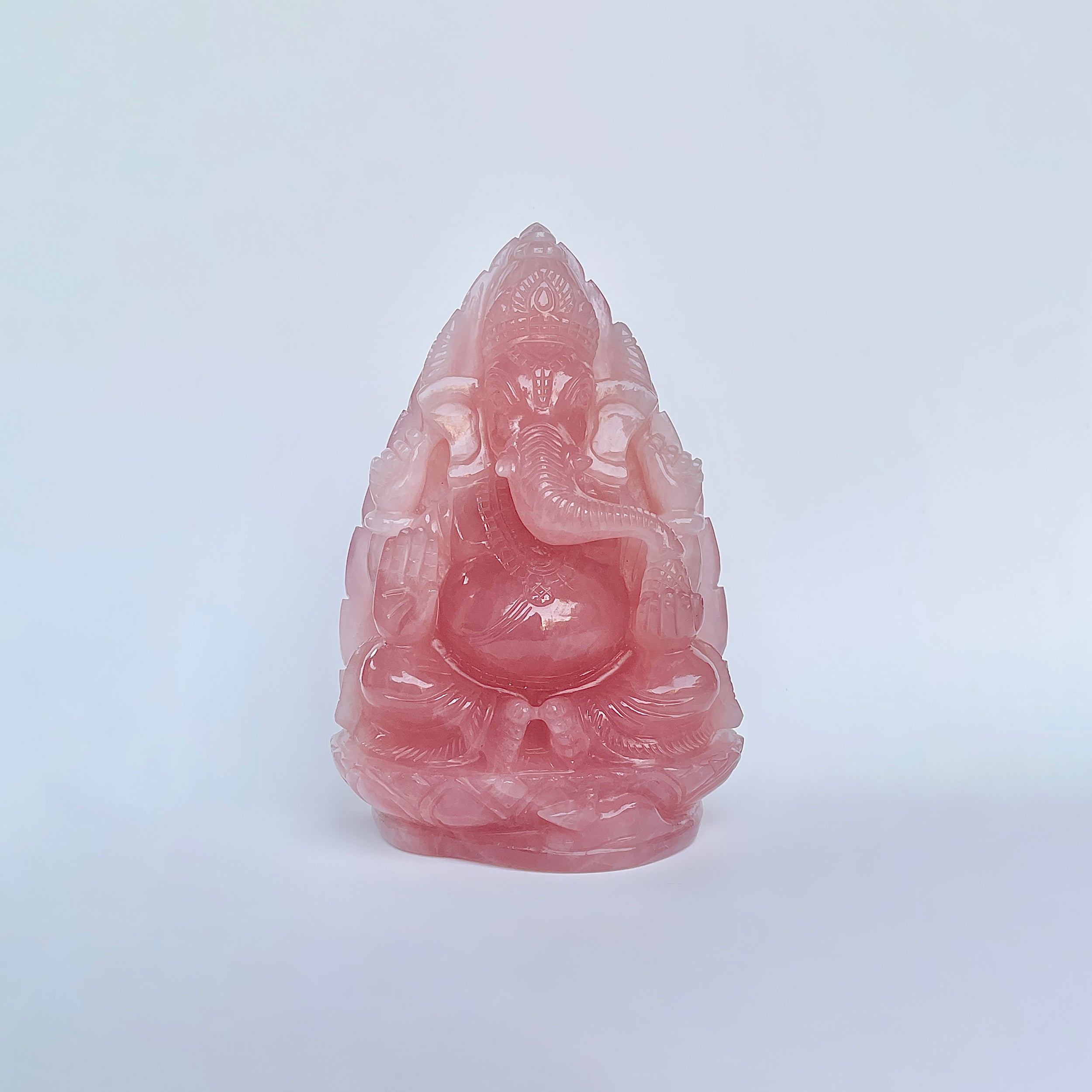 รูปเคารพพระพิฆเนศหินโรสควอตซ์ น้ำหนัก 9520 กะรัต ส่วนสูง :-17.7 ซม.-(RSQ-MRT-29.)