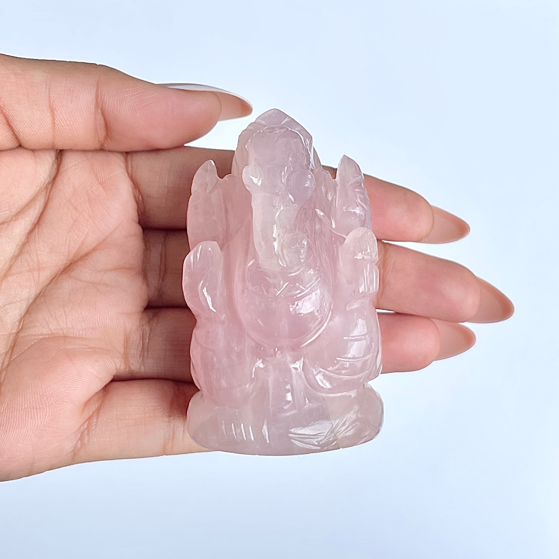 รูปเคารพพระพิฆเนศหินโรสควอตซ์ 710 กะรัต สูง 6.8 ซม.(RSQ-MRT-3.)