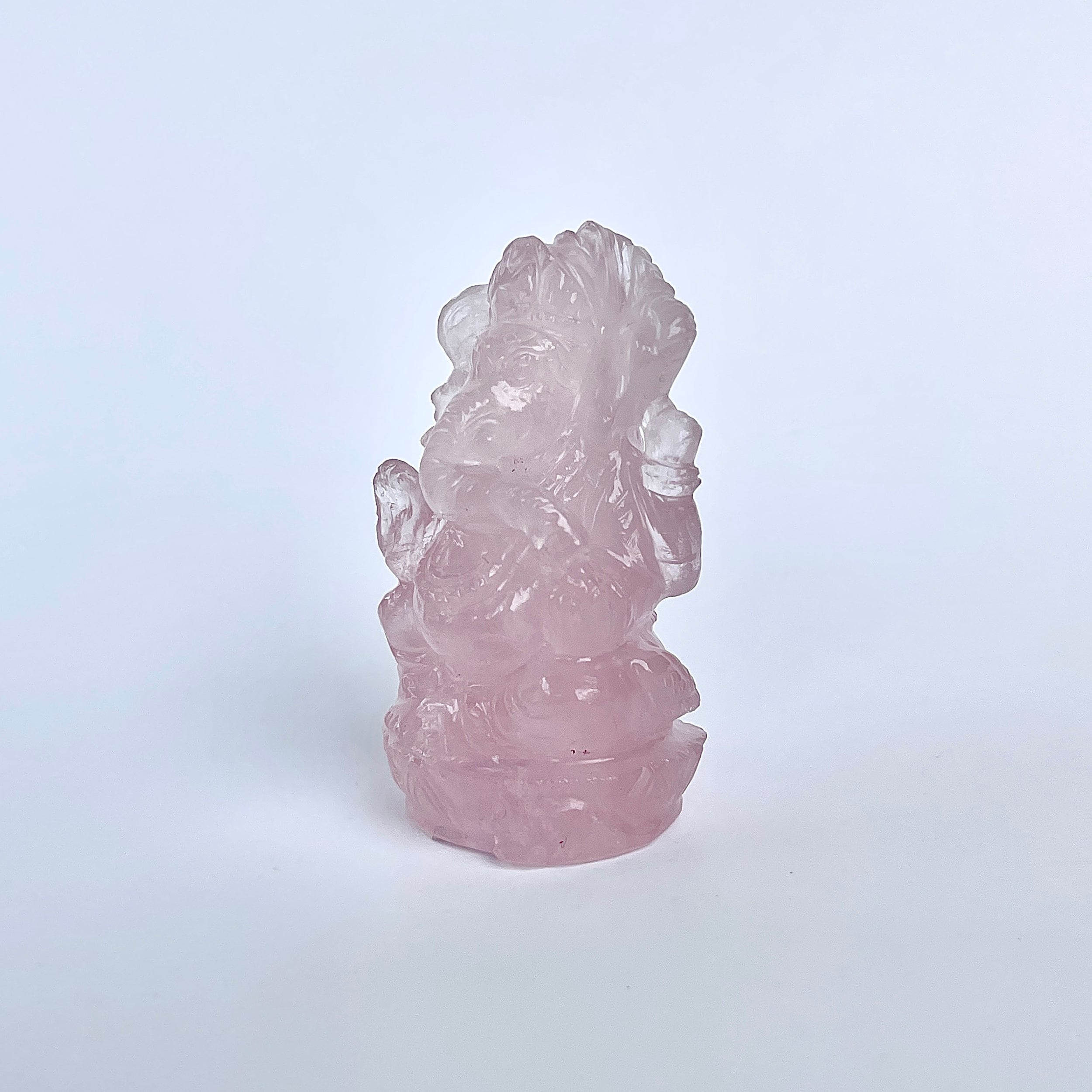 รูปเคารพพระพิฆเนศโรสควอตซ์ 397.5 กะรัต ความสูง :-6 CM-(RSQ-MRT-30.)