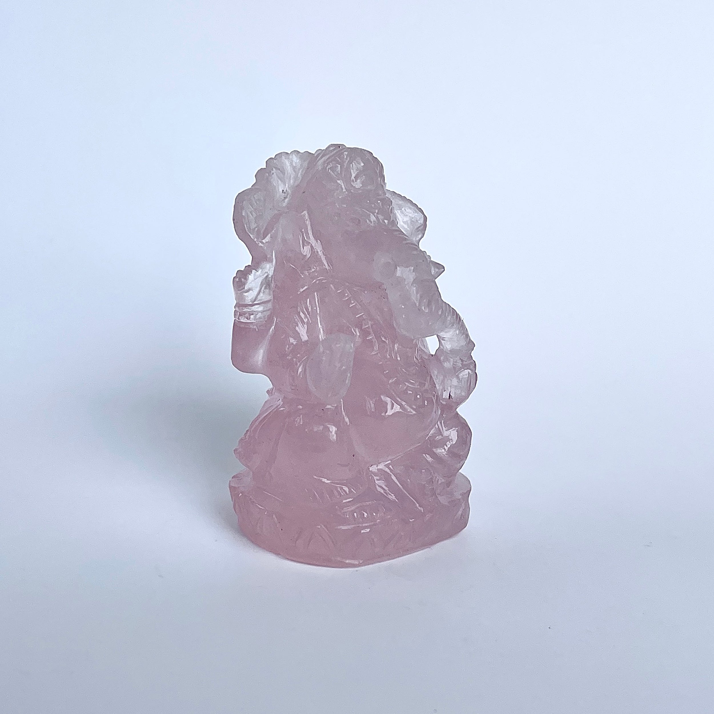 รูปเคารพพระพิฆเนศหินโรสควอตซ์ 385.5 กะรัต ความสูง :-5.5 CM-(RSQ-MRT-31.)