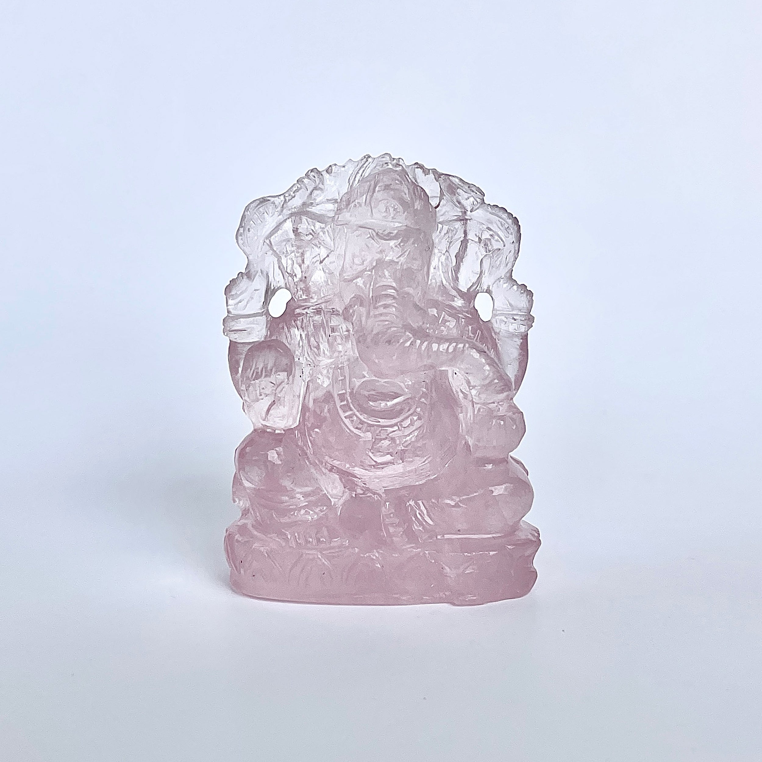 รูปเคารพพระพิฆเนศหินโรสควอตซ์ 358.5 กะรัต ความสูง :-5.5 CM-(RSQ-MRT-32.)