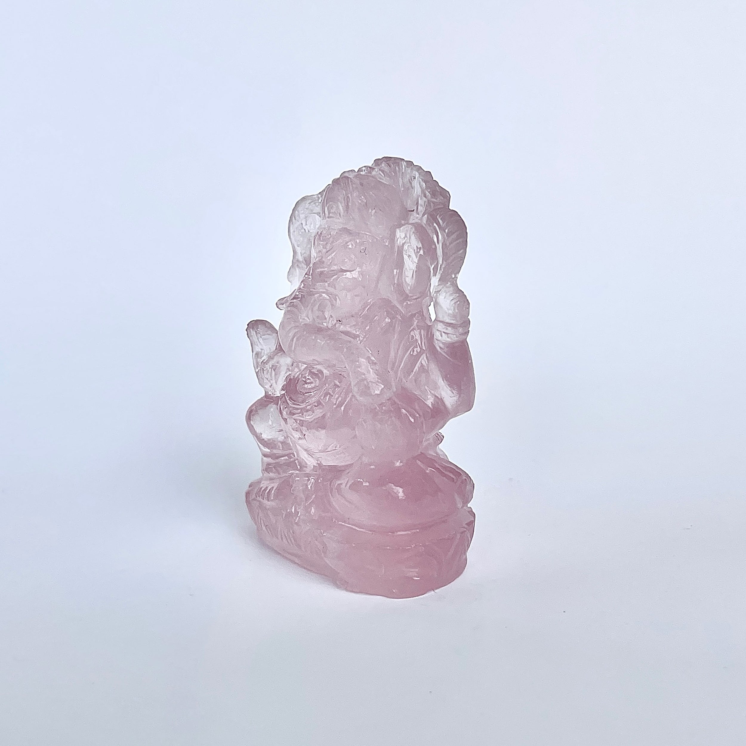 รูปเคารพพระพิฆเนศหินโรสควอตซ์ 358.5 กะรัต ความสูง :-5.5 CM-(RSQ-MRT-32.)