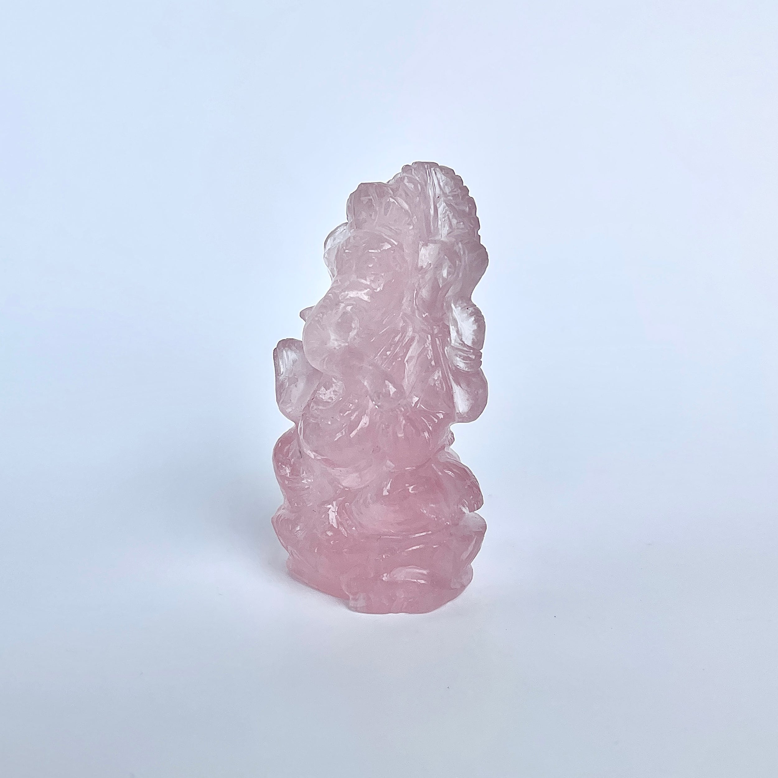 รูปเคารพพระพิฆเนศหินโรสควอตซ์ 396 กะรัต ความสูง :-6.6 CM-(RSQ-MRT-33.)