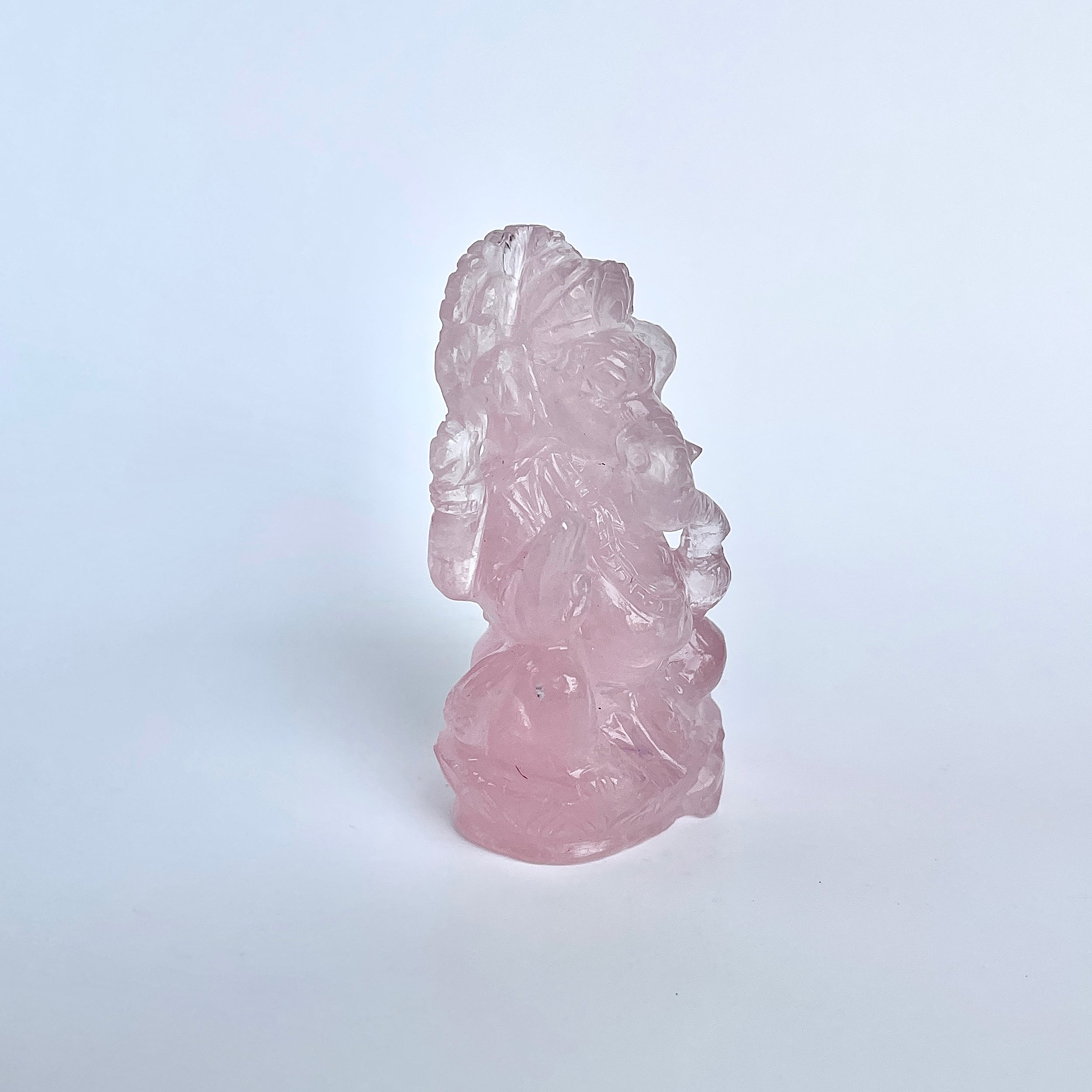 รูปเคารพพระพิฆเนศหินโรสควอตซ์ 396 กะรัต ความสูง :-6.6 CM-(RSQ-MRT-33.)