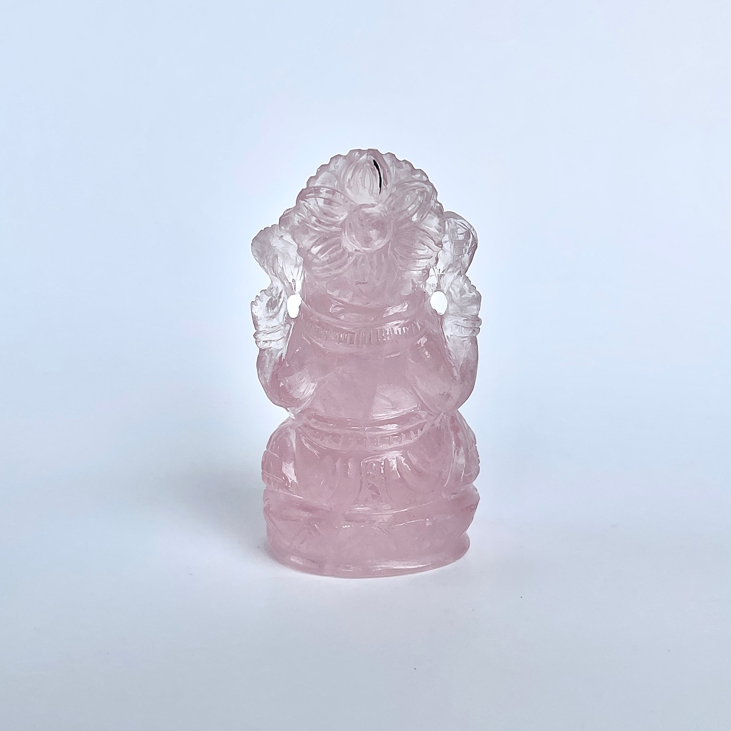 รูปเคารพพระพิฆเนศหินโรสควอตซ์ 396 กะรัต ความสูง :-6.6 CM-(RSQ-MRT-33.)