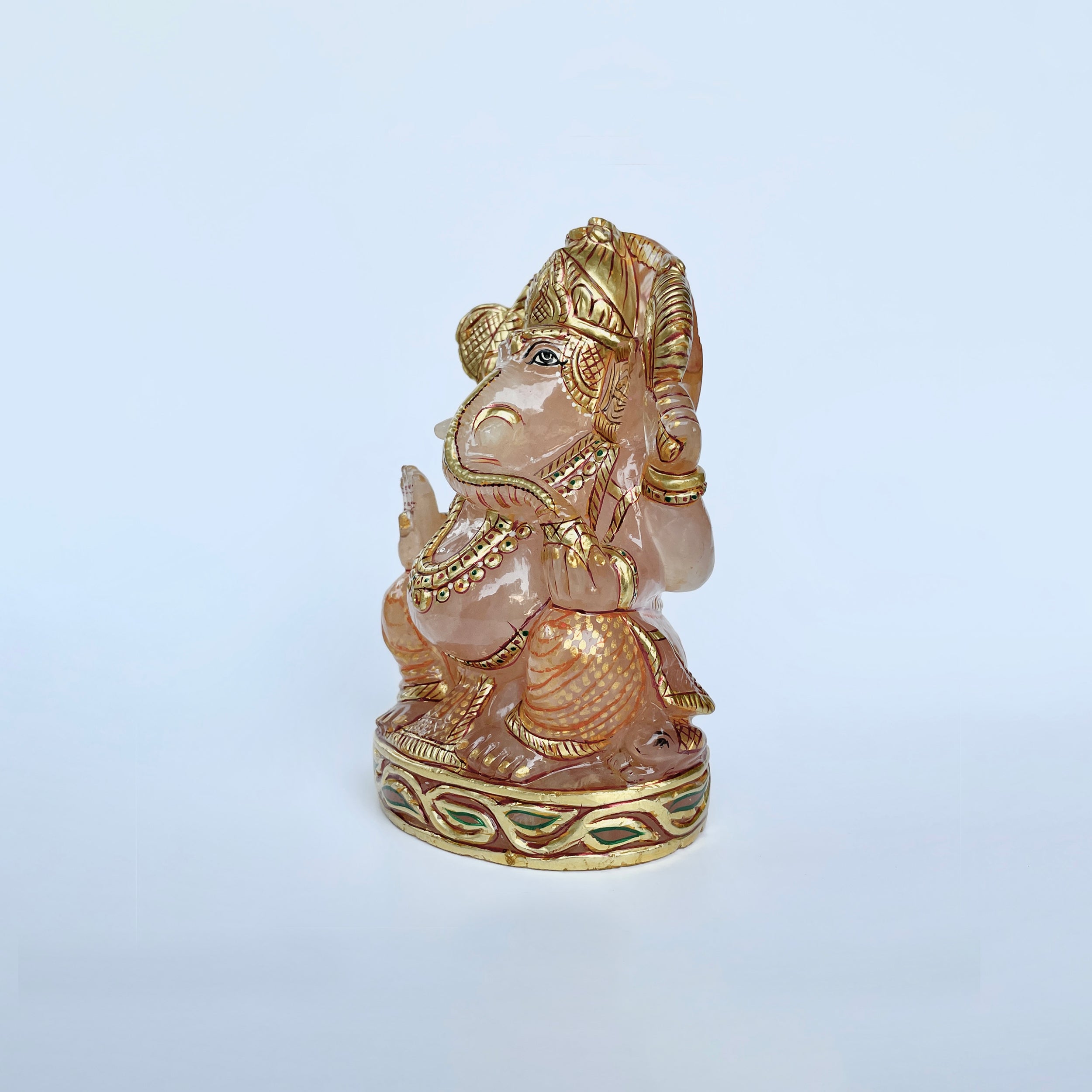 รูปเคารพพระพิฆเนศหินโรสควอตซ์ น้ำหนัก 4440 กะรัต ส่วนสูง :-12.9 ซม.-(RSQ-MRT-34.)