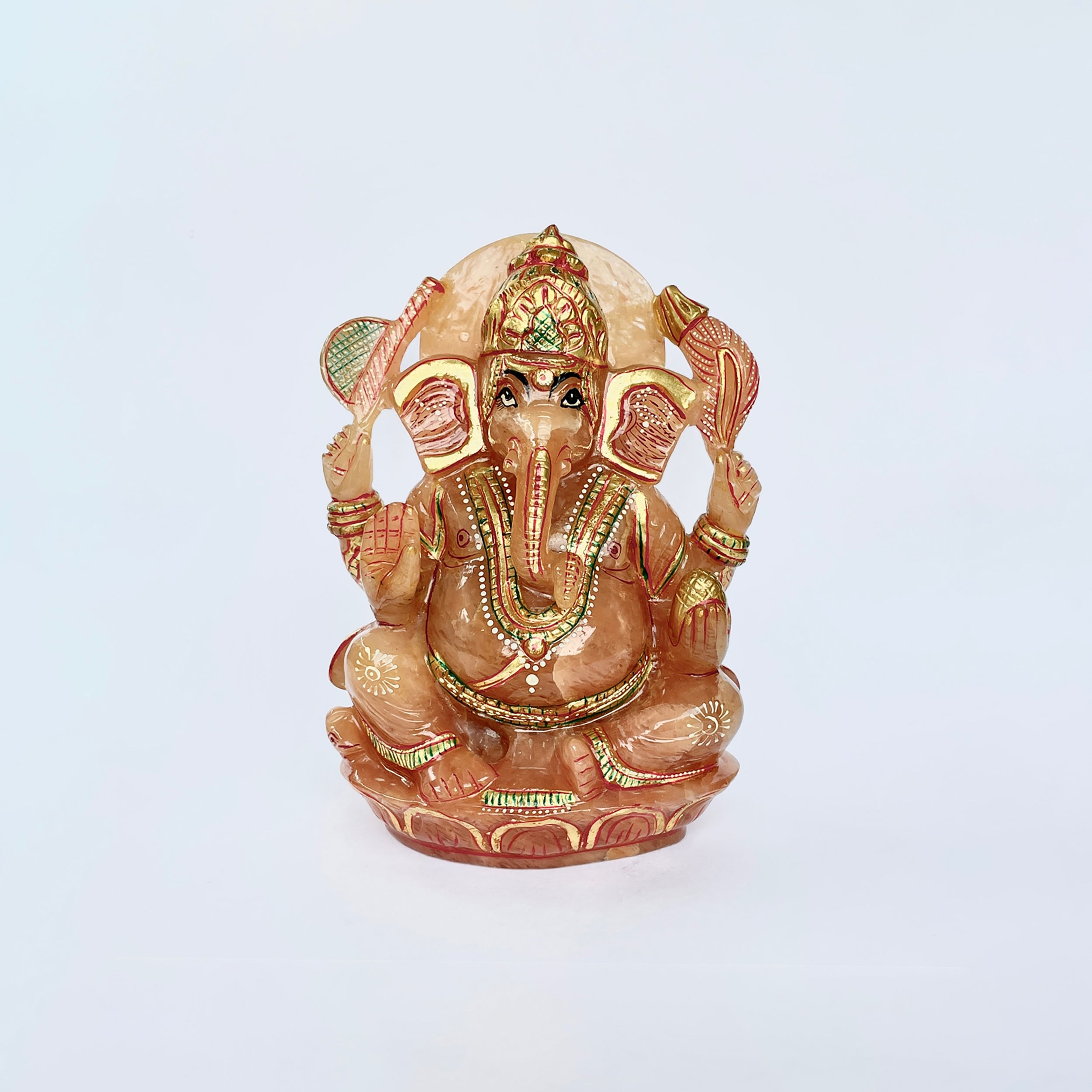 รูปเคารพพระพิฆเนศหินโรสควอตซ์ น้ำหนัก 3385 กะรัต สูง 12.5 ซม.(RSQ-MRT-35.)