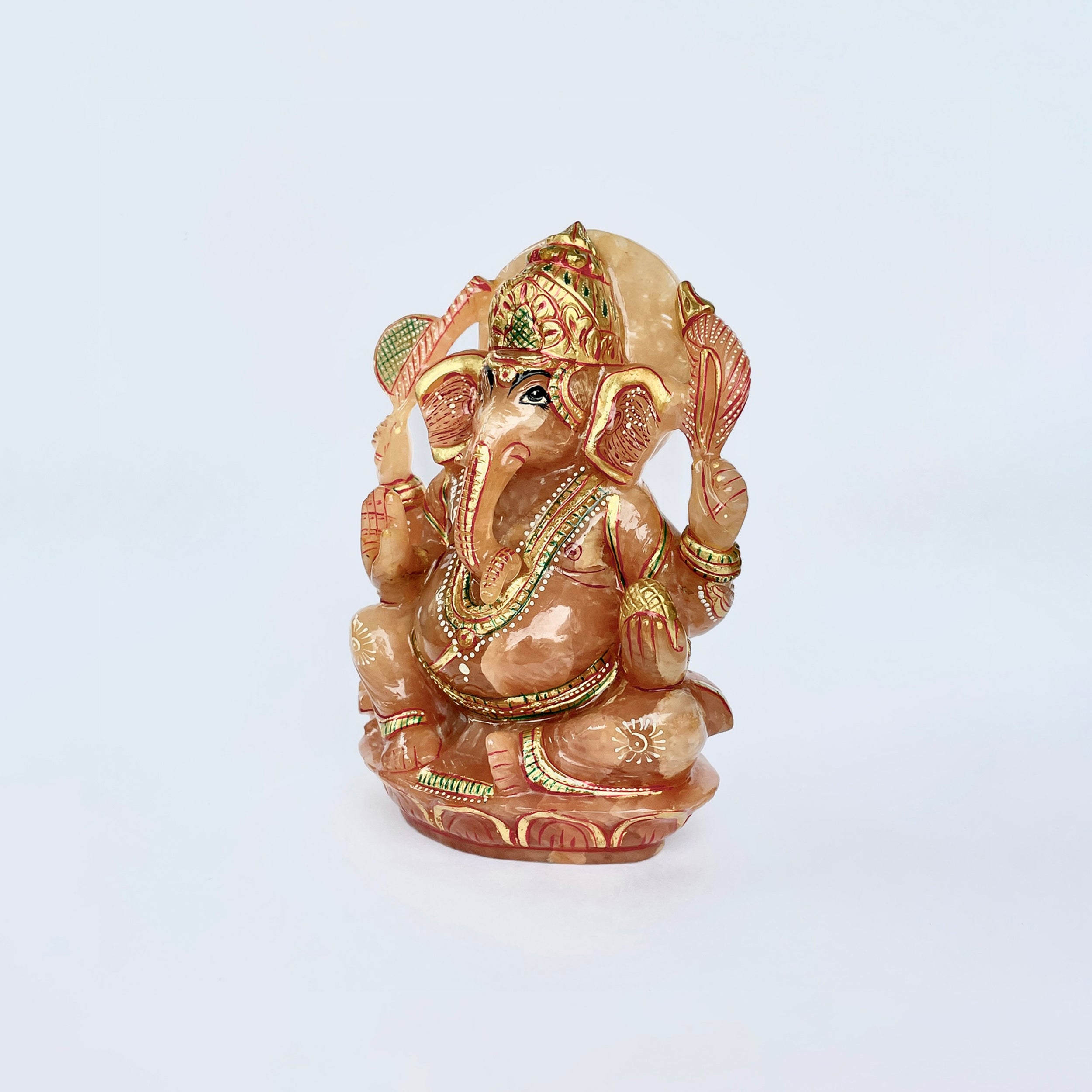 รูปเคารพพระพิฆเนศหินโรสควอตซ์ น้ำหนัก 3385 กะรัต สูง 12.5 ซม.(RSQ-MRT-35.)