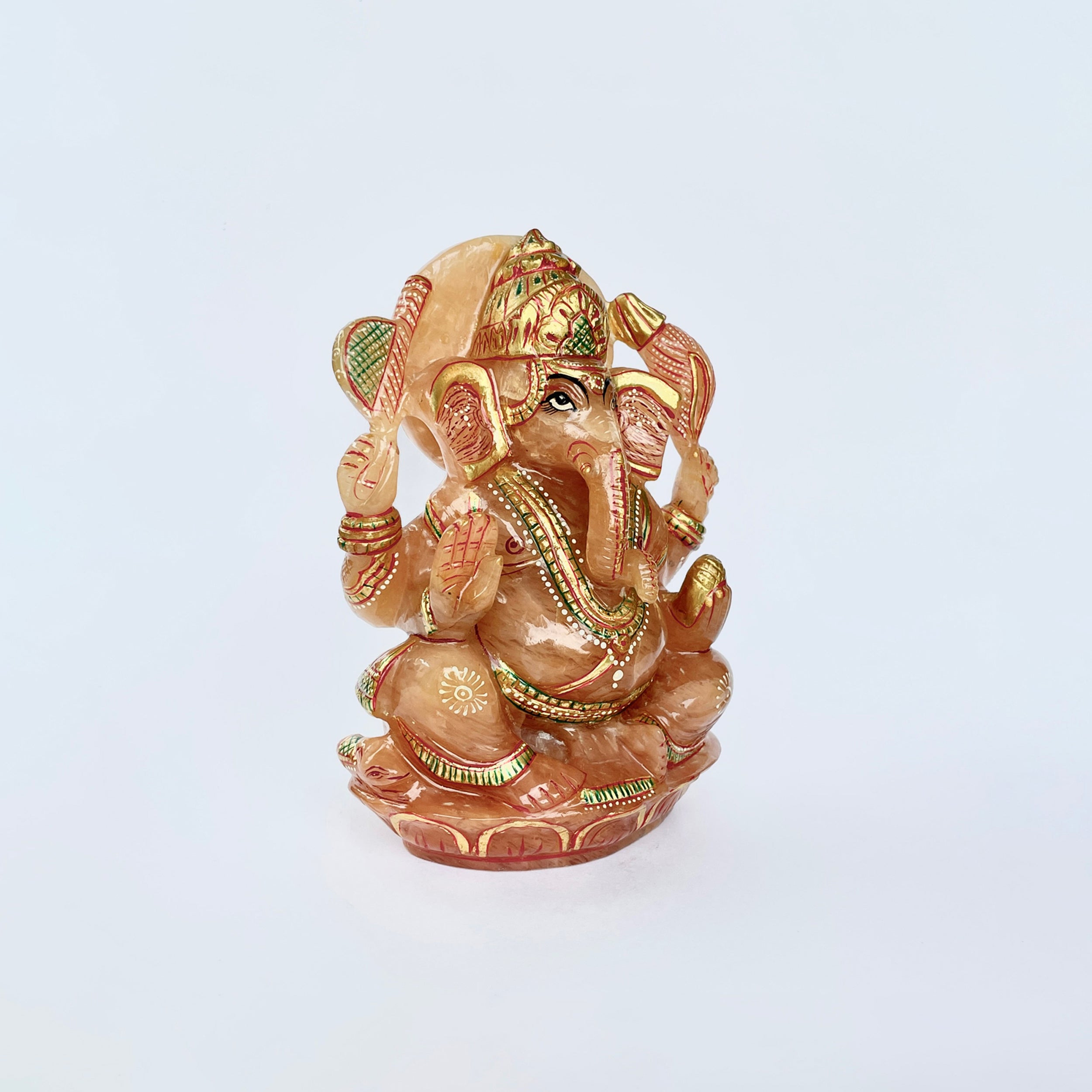 รูปเคารพพระพิฆเนศหินโรสควอตซ์ น้ำหนัก 3385 กะรัต สูง 12.5 ซม.(RSQ-MRT-35.)