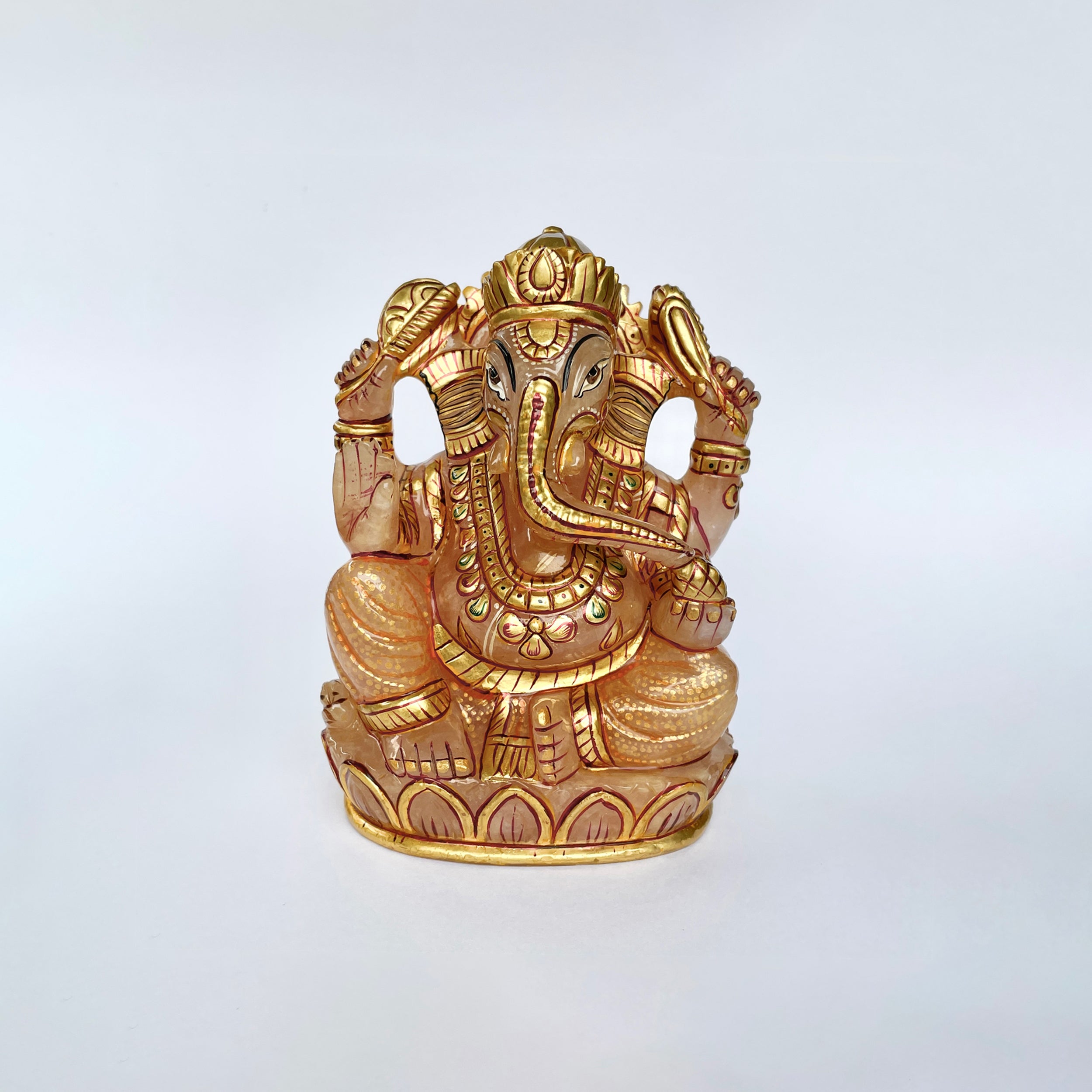 รูปเคารพพระพิฆเนศหินโรสควอตซ์ น้ำหนัก 4105 กะรัต สูง 11.5 ซม.(RSQ-MRT-36.)