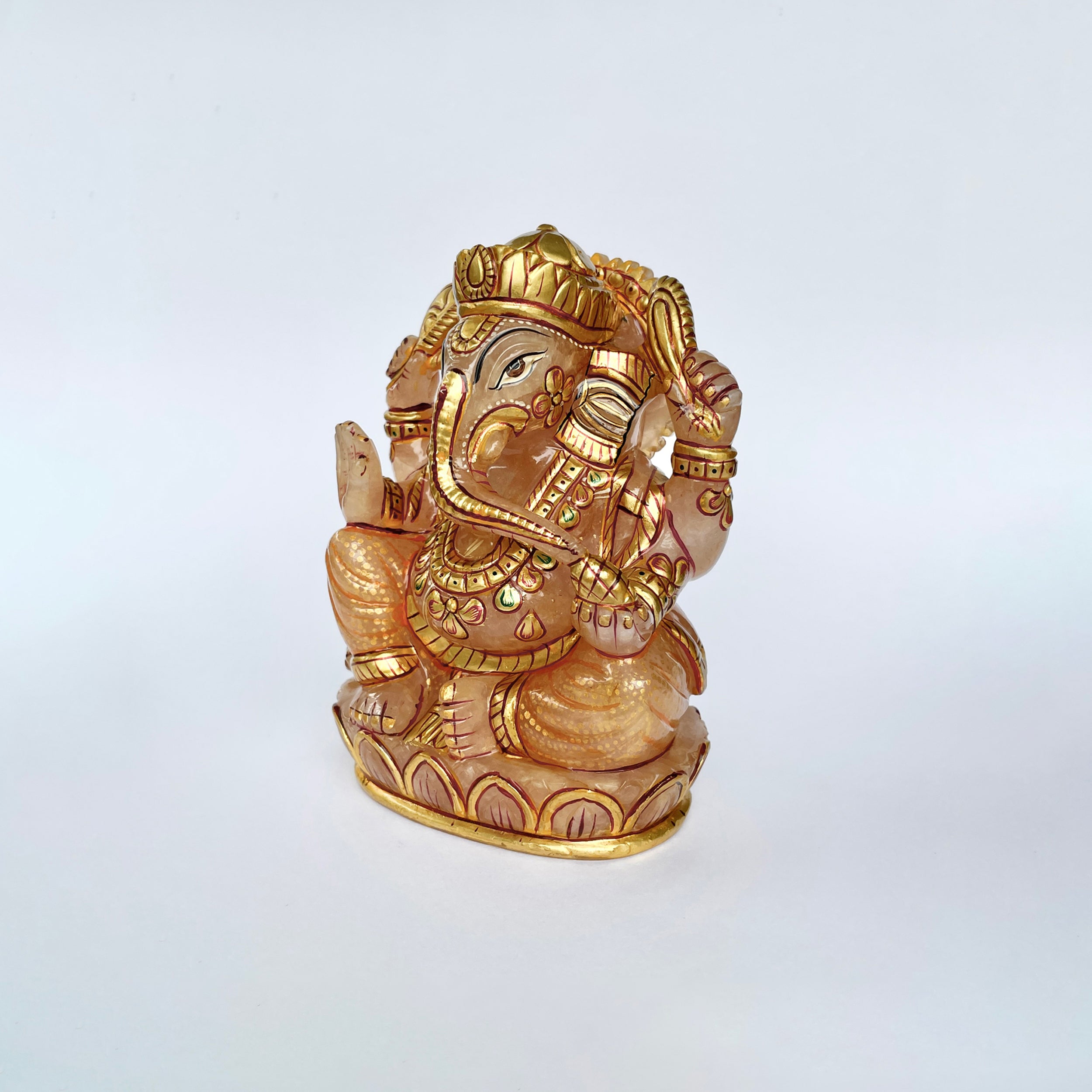 รูปเคารพพระพิฆเนศหินโรสควอตซ์ น้ำหนัก 4105 กะรัต สูง 11.5 ซม.(RSQ-MRT-36.)