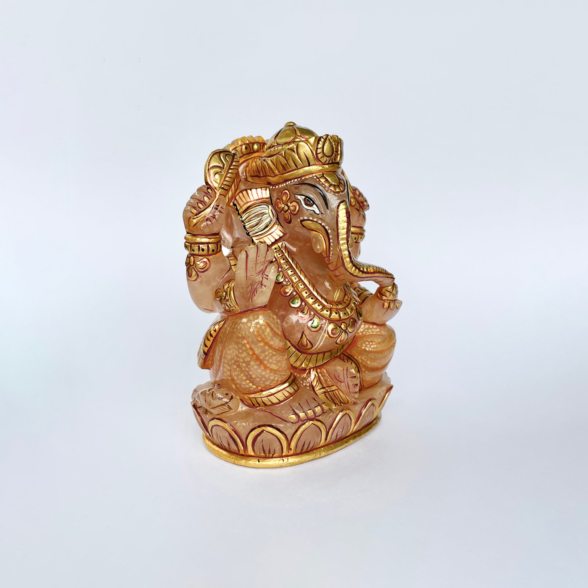 รูปเคารพพระพิฆเนศหินโรสควอตซ์ น้ำหนัก 4105 กะรัต สูง 11.5 ซม.(RSQ-MRT-36.)