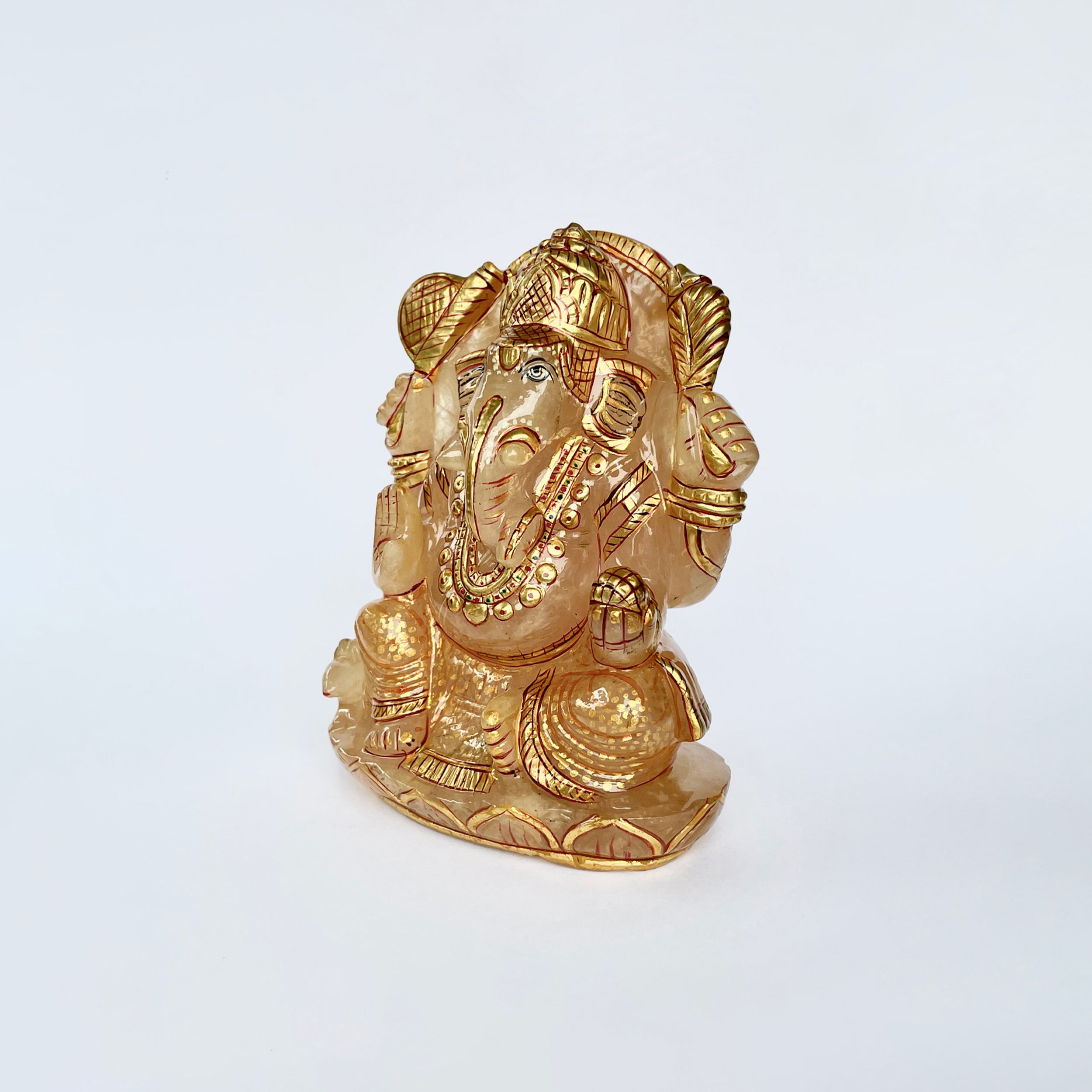 รูปเคารพพระพิฆเนศหินโรสควอตซ์ 3152 กะรัต สูง11 CM-(RSQ-MRT-37.)