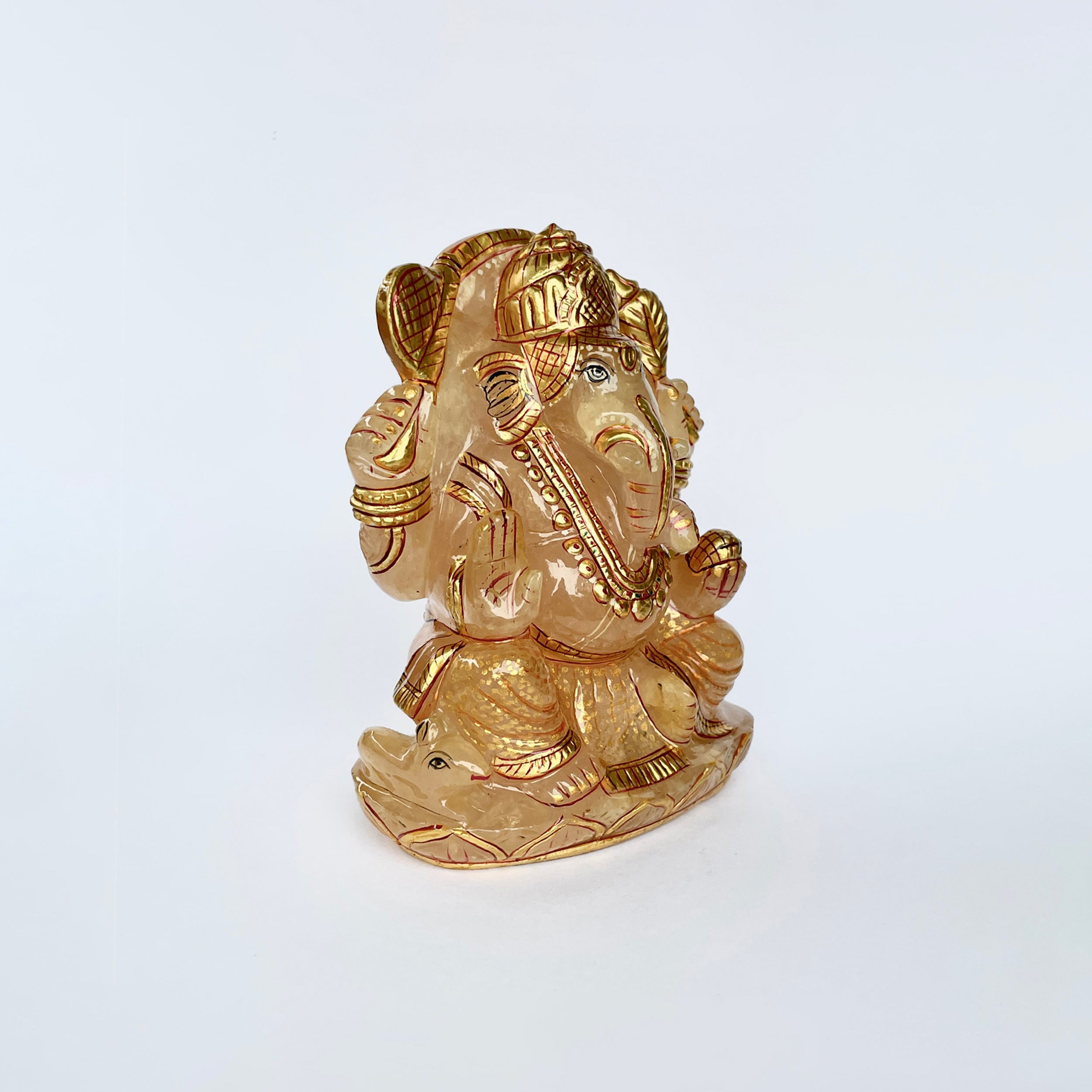 รูปเคารพพระพิฆเนศหินโรสควอตซ์ 3152 กะรัต สูง11 CM-(RSQ-MRT-37.)