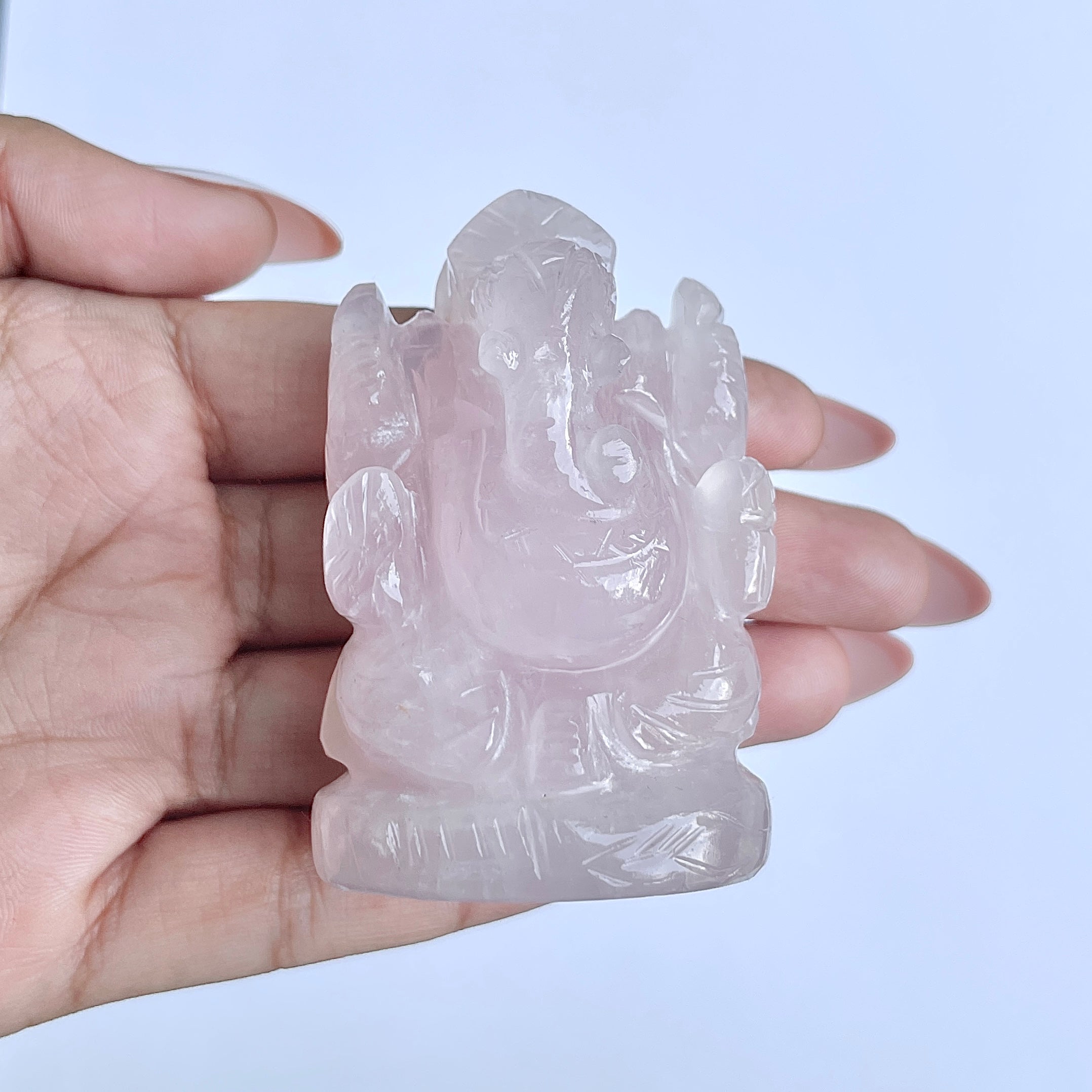 รูปเคารพพระพิฆเนศหินโรสควอตซ์ 715 กะรัต สูง 6.7 ซม.(RSQ-MRT-4.)