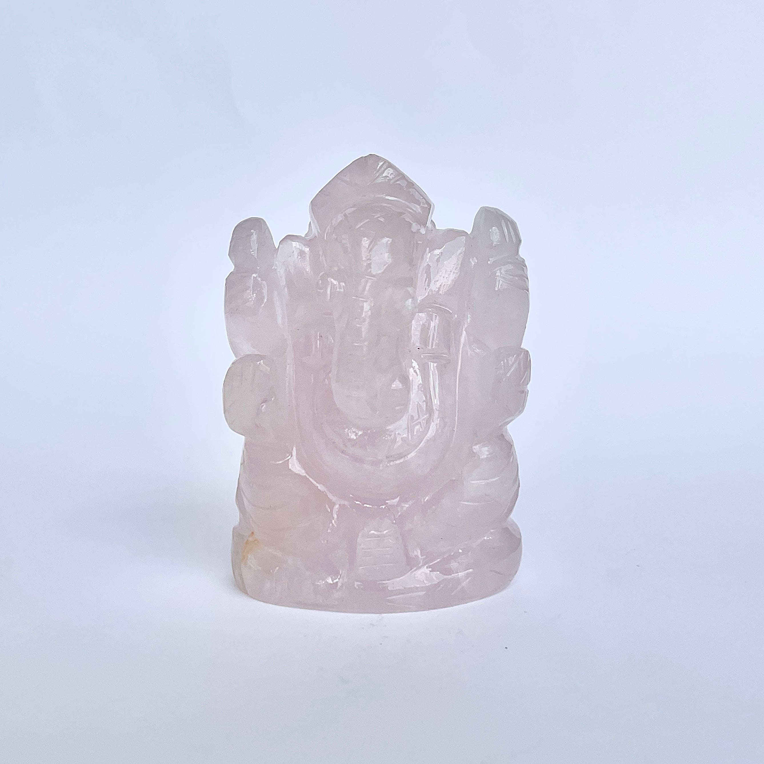 รูปเคารพพระพิฆเนศหินโรสควอตซ์ 740 กะรัต สูง 7.2 ซม.(RSQ-MRT-5.)