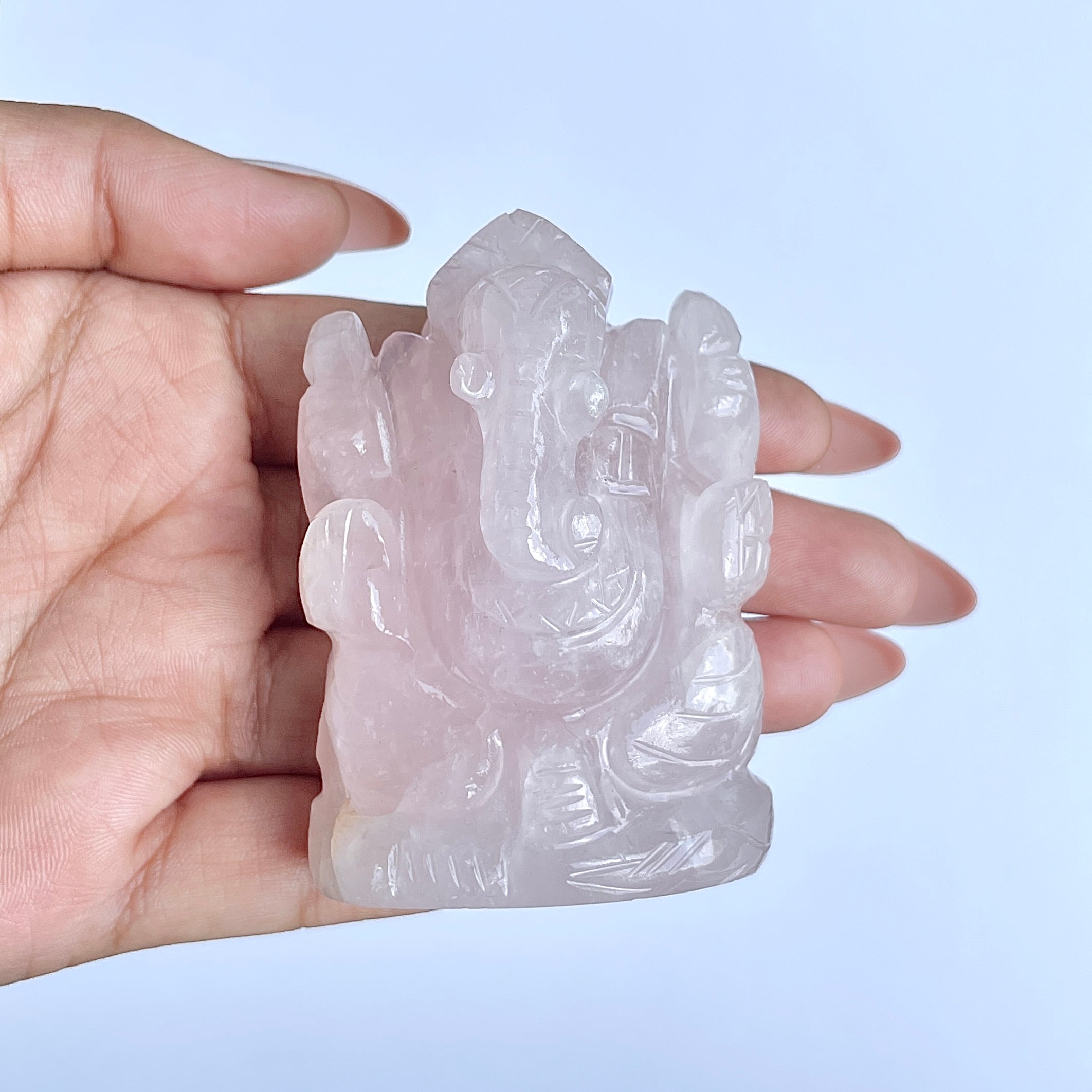 รูปเคารพพระพิฆเนศหินโรสควอตซ์ 740 กะรัต สูง 7.2 ซม.(RSQ-MRT-5.)