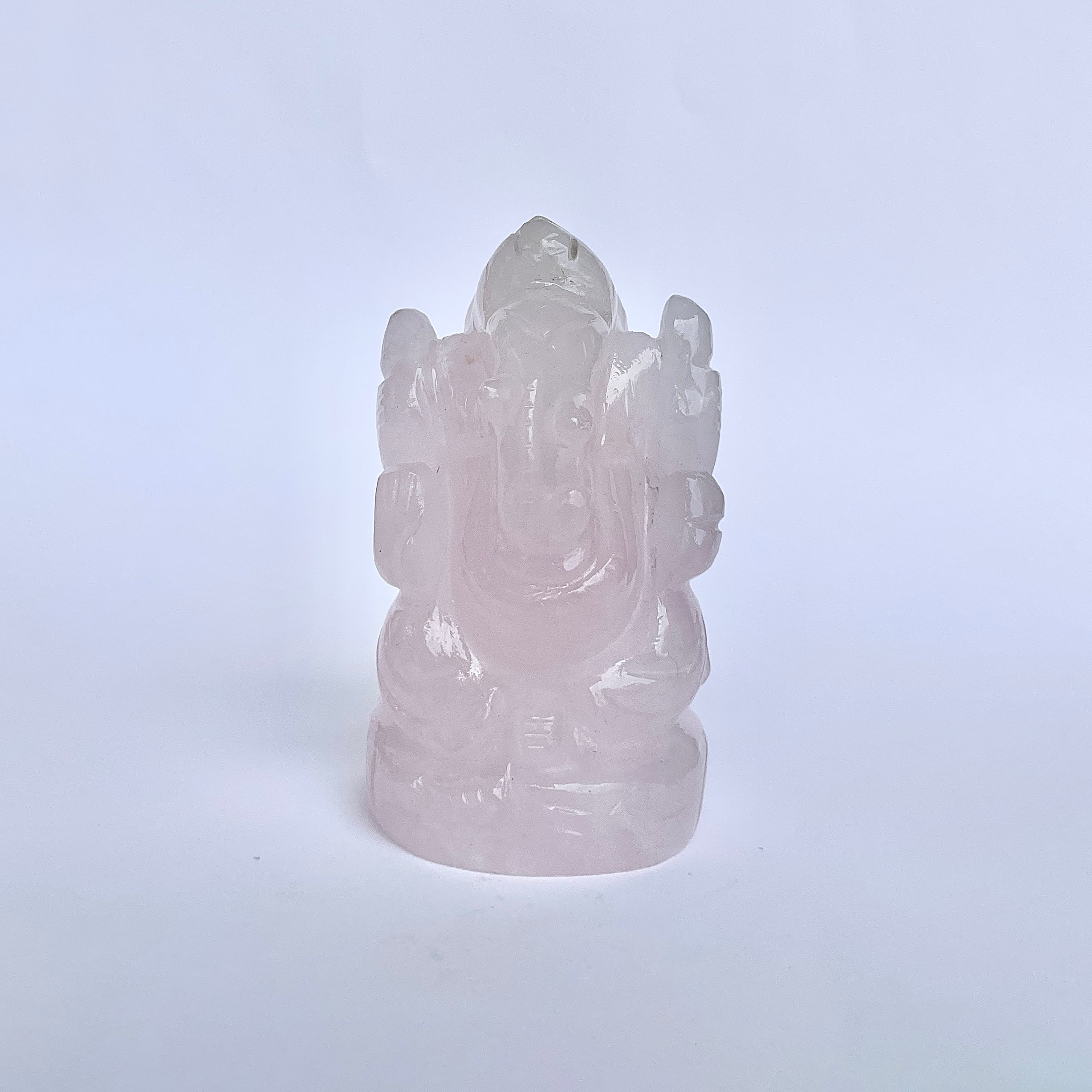 รูปเคารพพระพิฆเนศหินโรสควอตซ์ 845 กะรัต สูง 7.6 ซม.(RSQ-MRT-6.)