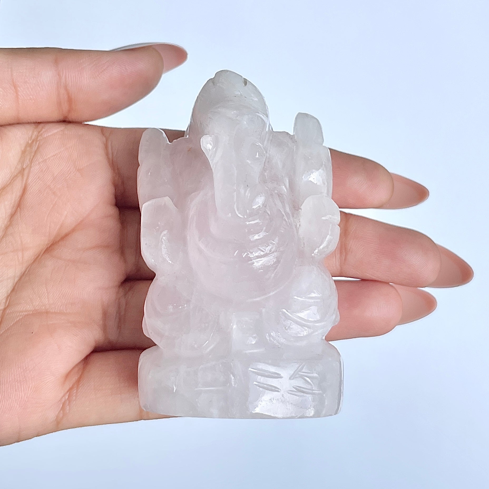 รูปเคารพพระพิฆเนศหินโรสควอตซ์ 845 กะรัต สูง 7.6 ซม.(RSQ-MRT-6.)