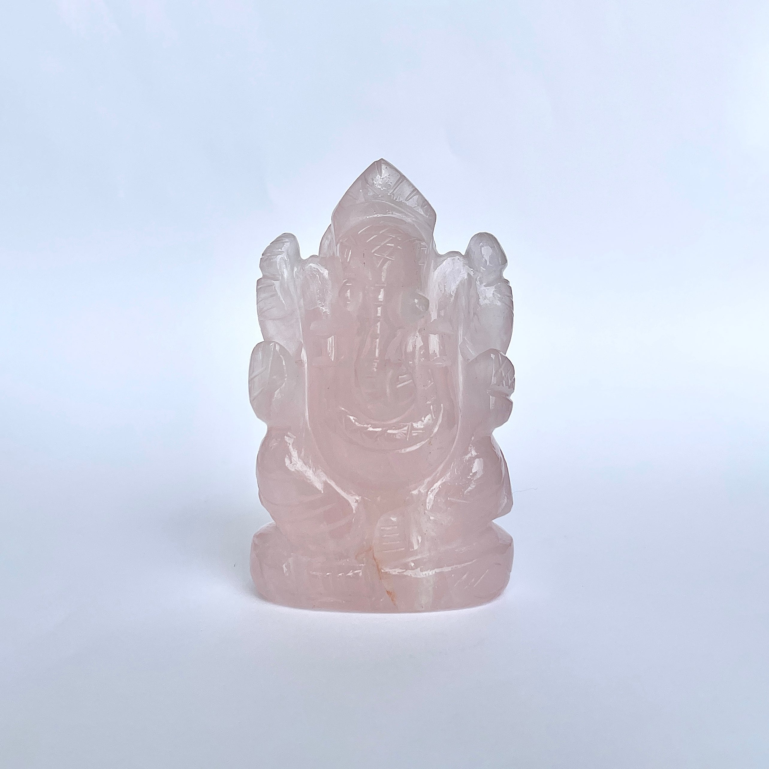 รูปเคารพพระพิฆเนศหินโรสควอตซ์ 860 กะรัต สูง 8.1 ซม.(RSQ-MRT-7.)