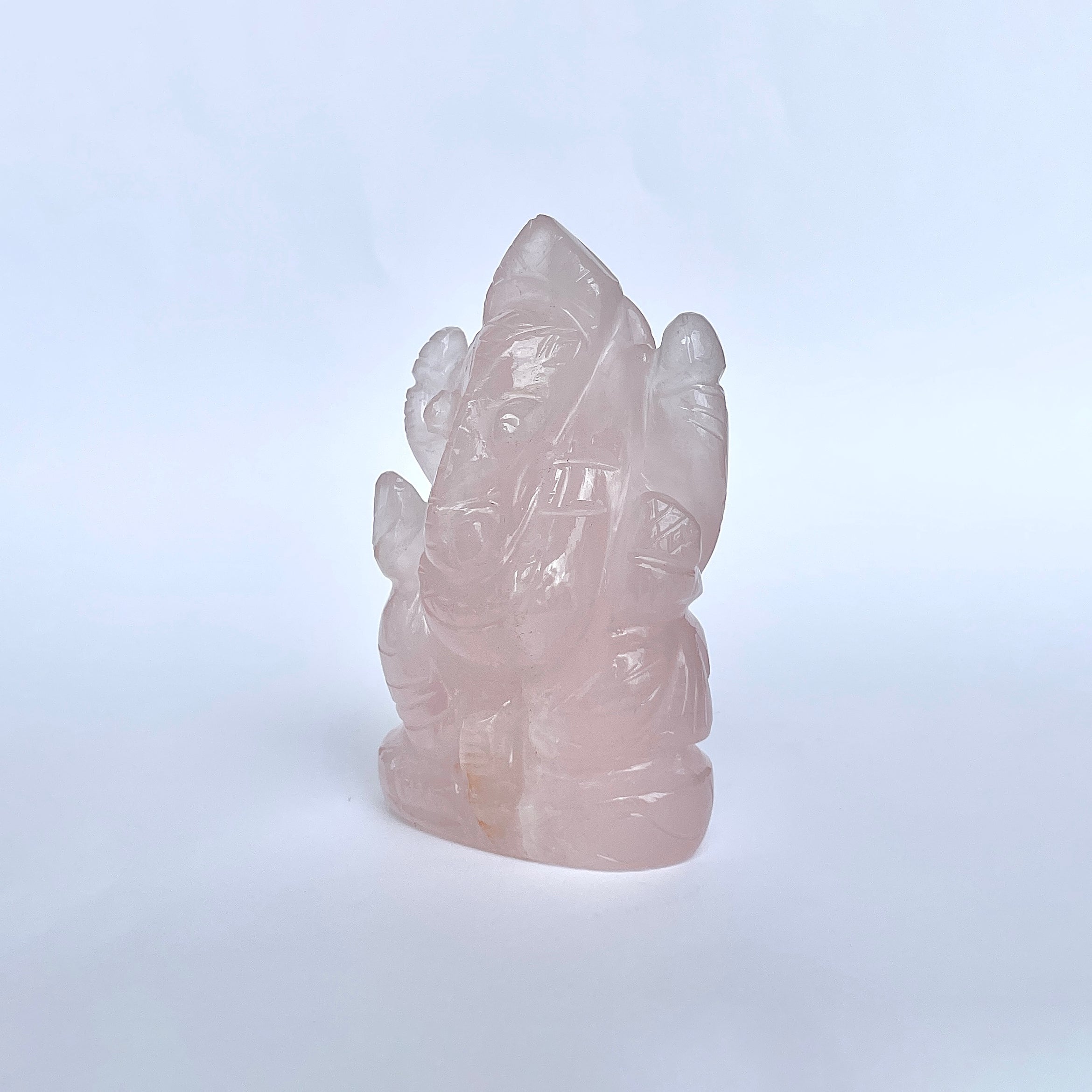 รูปเคารพพระพิฆเนศหินโรสควอตซ์ 860 กะรัต สูง 8.1 ซม.(RSQ-MRT-7.)