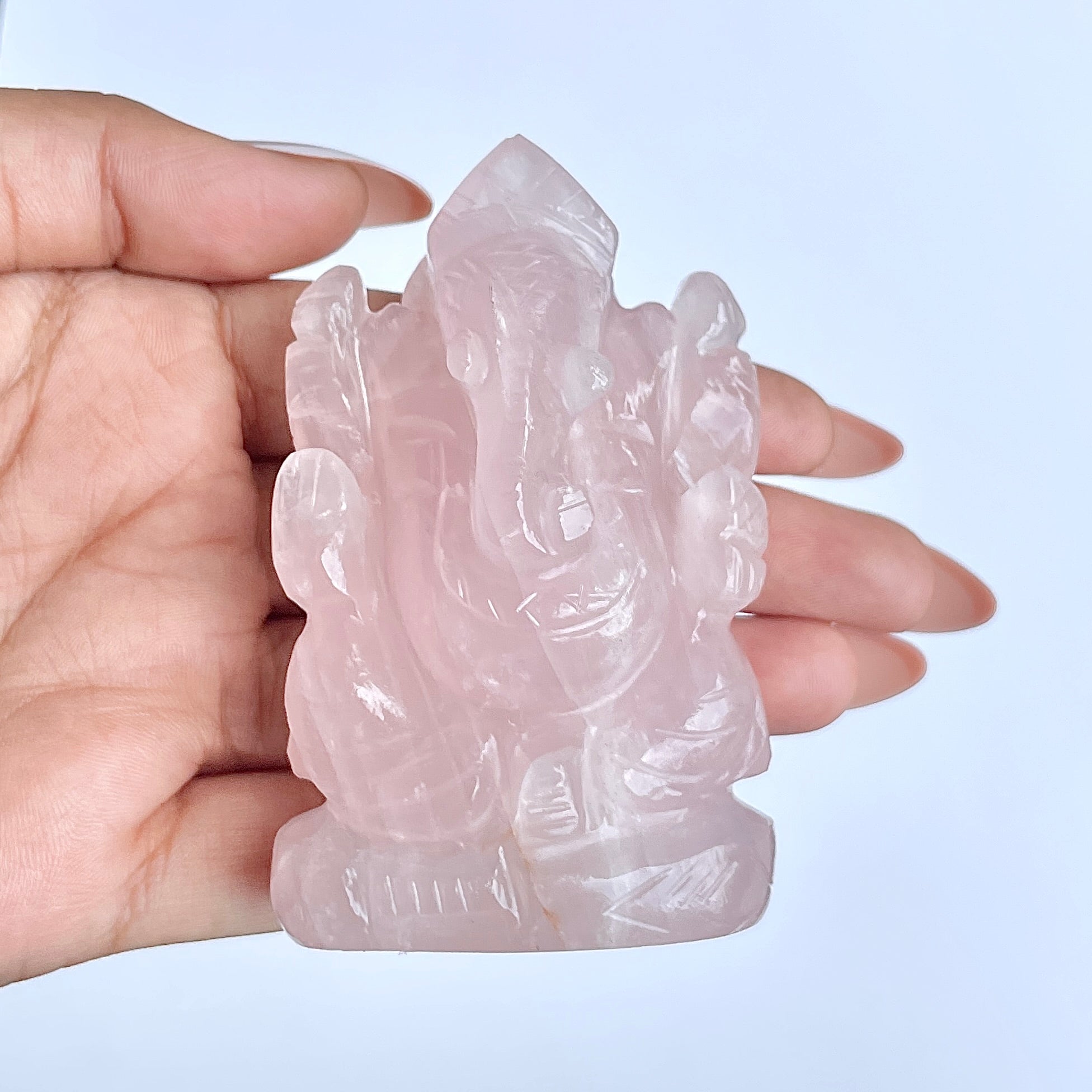 รูปเคารพพระพิฆเนศหินโรสควอตซ์ 860 กะรัต สูง 8.1 ซม.(RSQ-MRT-7.)