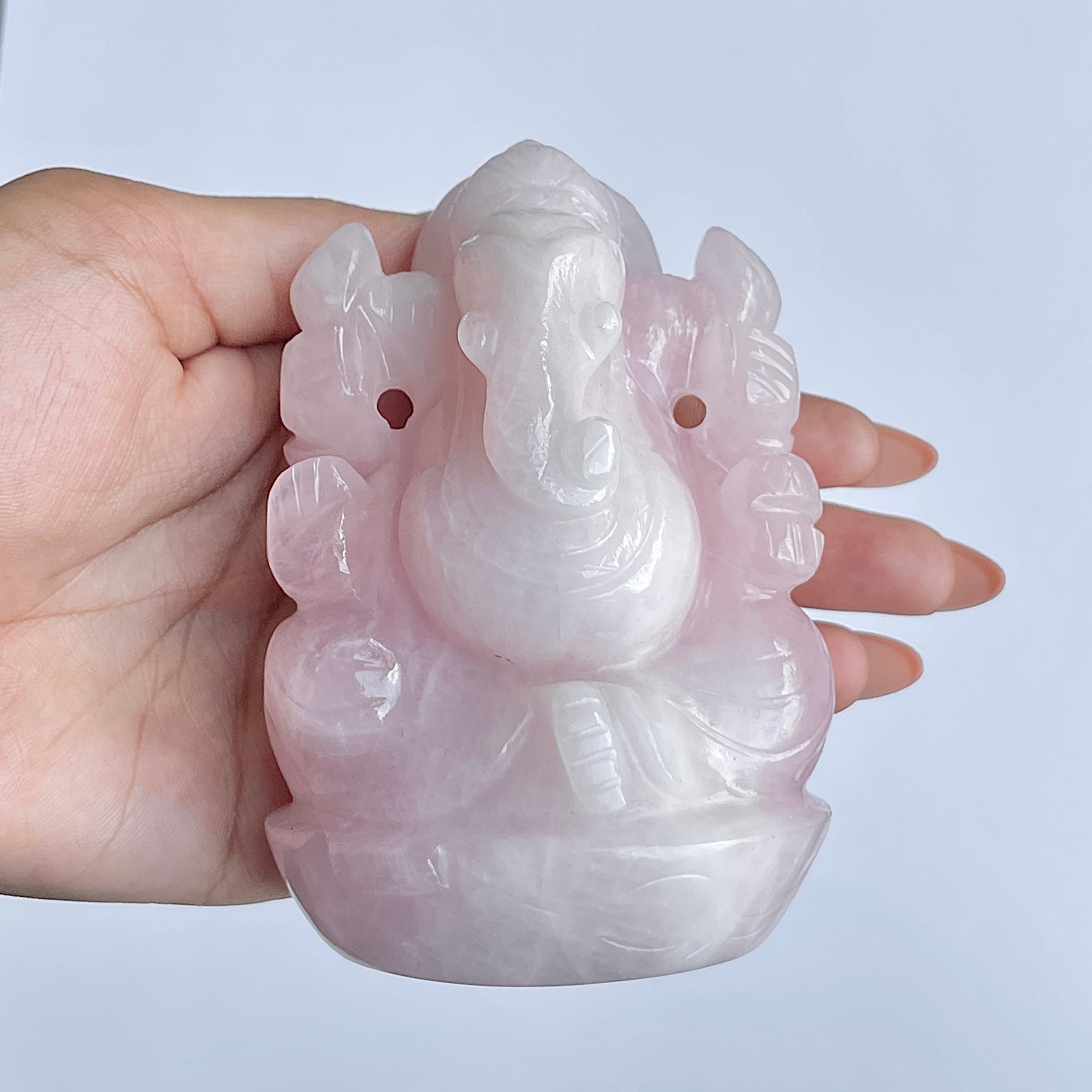 รูปเคารพพระพิฆเนศหินโรสควอตซ์ น้ำหนัก 2820 กะรัต สูง 10.5 ซม.(RSQ-MRT-8.)