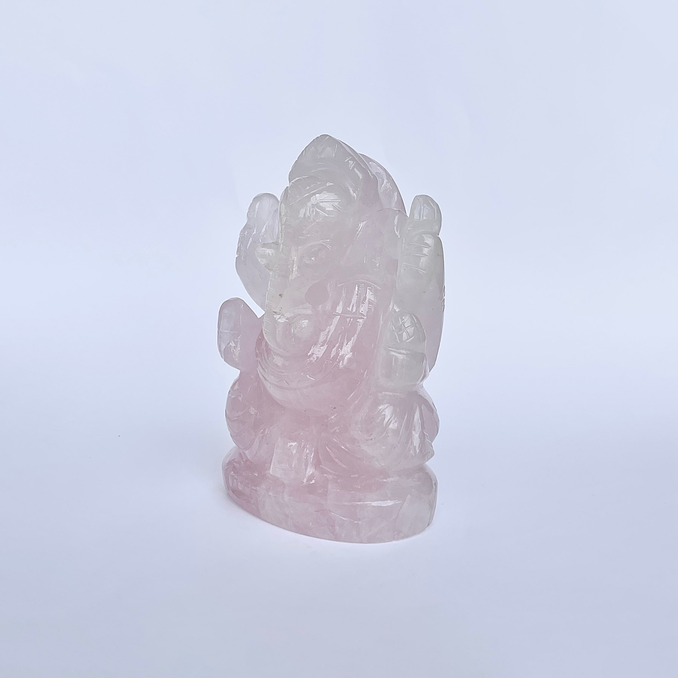 รูปเคารพพระพิฆเนศหินโรสควอตซ์ ปี 1920 กะรัต สูง 10.2 ซม.(RSQ-MRT-9.)