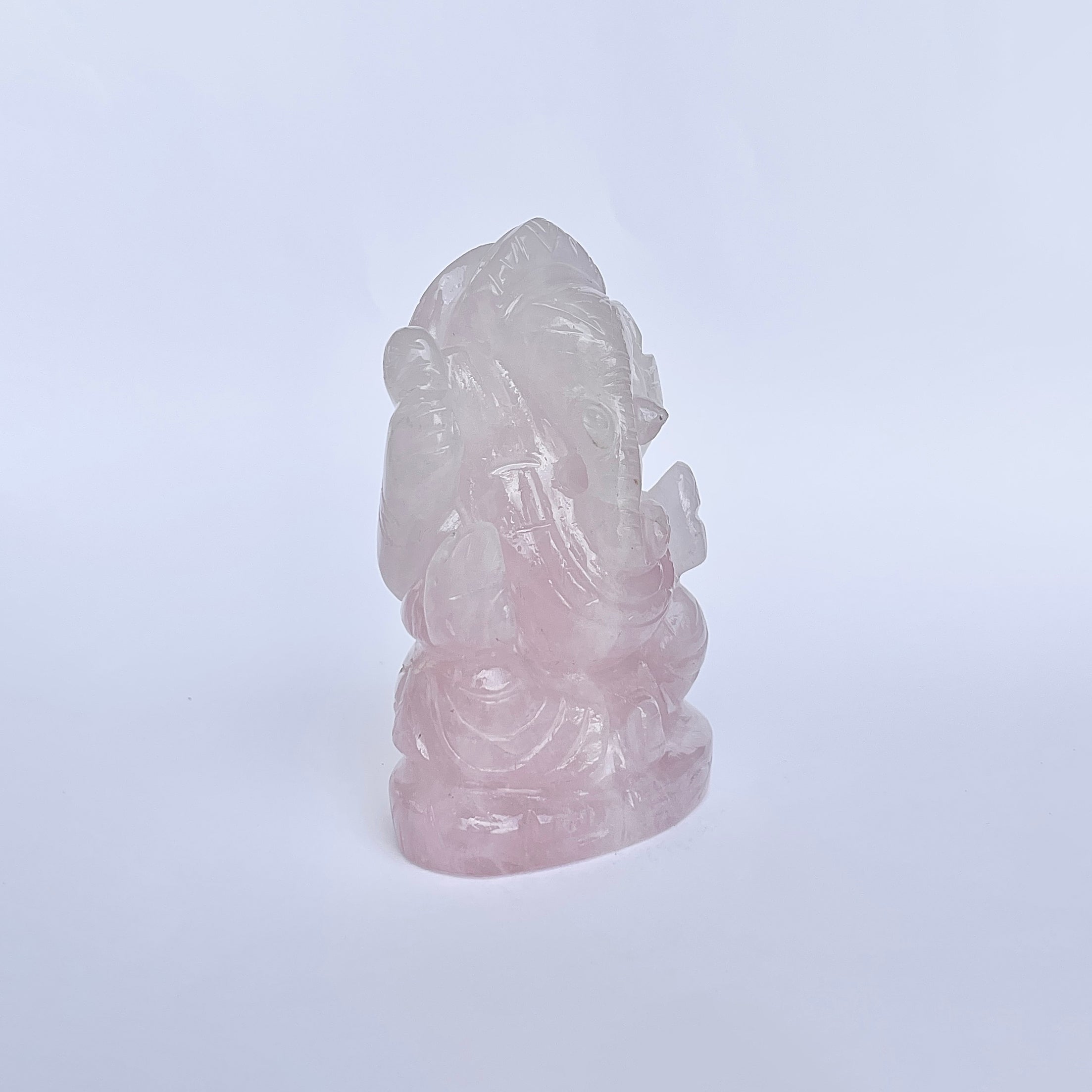 รูปเคารพพระพิฆเนศหินโรสควอตซ์ ปี 1920 กะรัต สูง 10.2 ซม.(RSQ-MRT-9.)