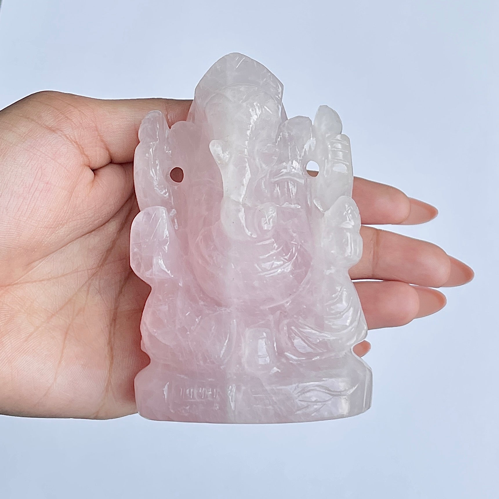 รูปเคารพพระพิฆเนศหินโรสควอตซ์ ปี 1920 กะรัต สูง 10.2 ซม.(RSQ-MRT-9.)