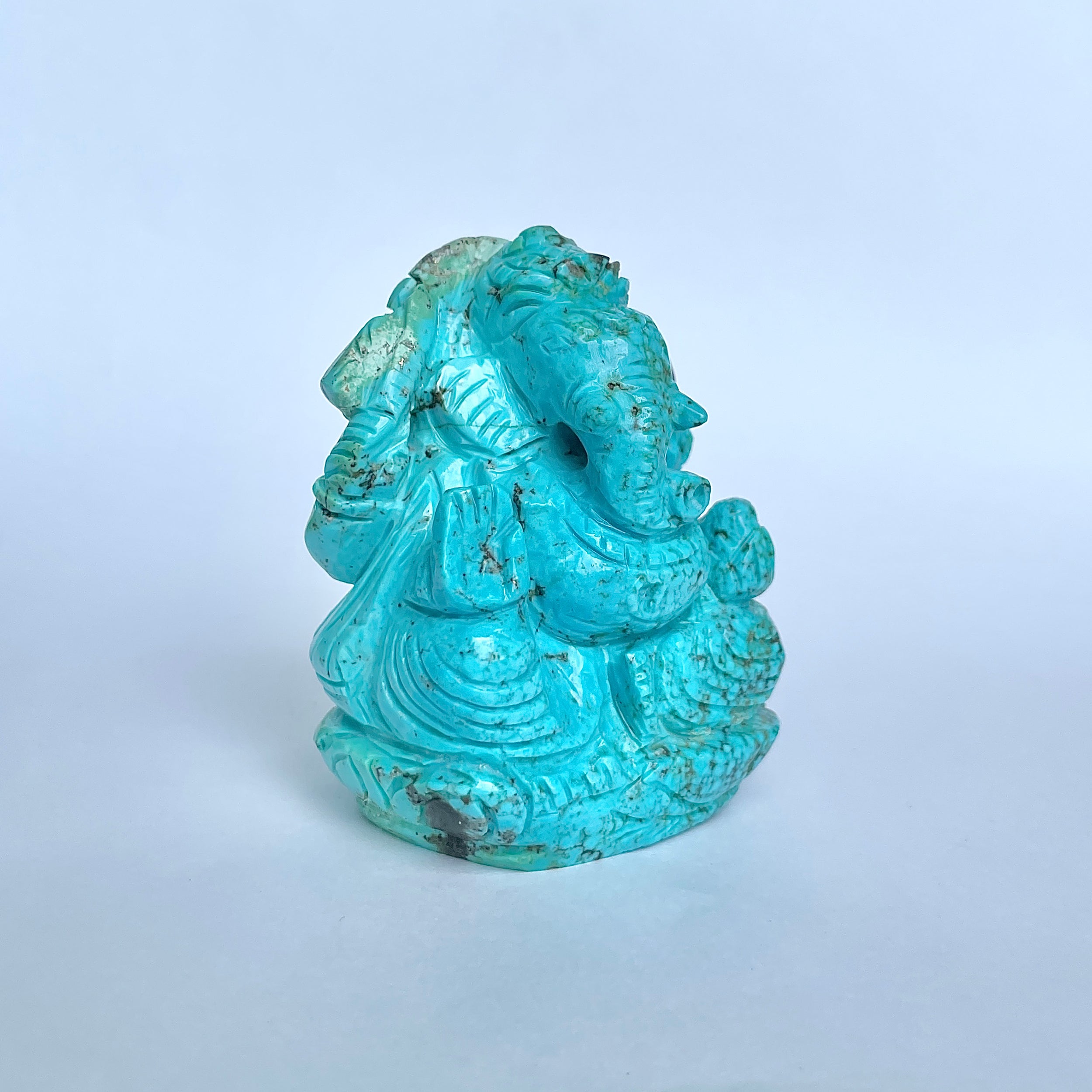 พระพิฆเนศทรงเครื่องสีฟ้าเทอร์ควอยซ์ 945 กะรัต สูง-7 CM-(TRQ-MRT-2.)