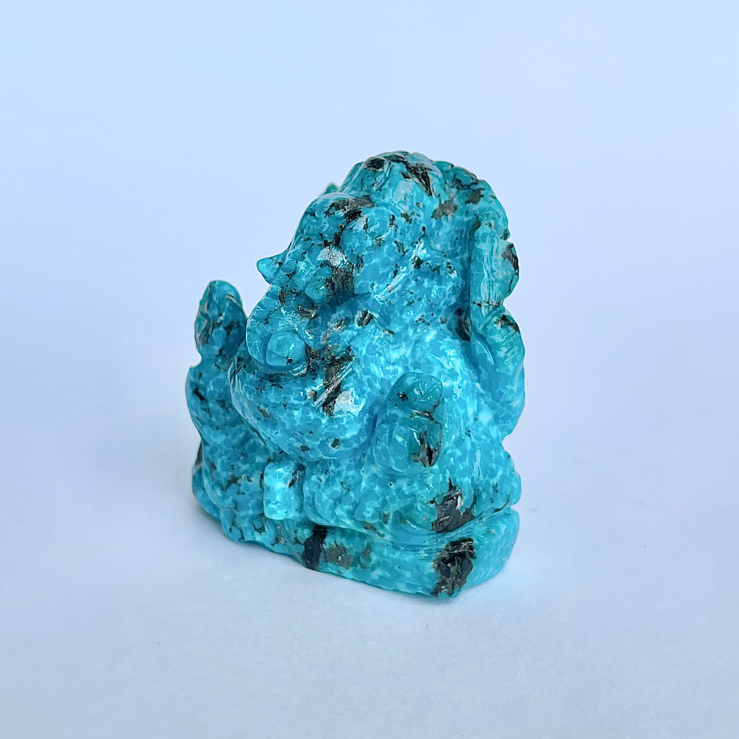 พระพิฆเนศองค์ใหญ่ สีฟ้าเทอร์ควอยซ์ น้ำหนัก 365 กะรัต สูง-4.5 ซม.-(TRQ-MRT-3.)