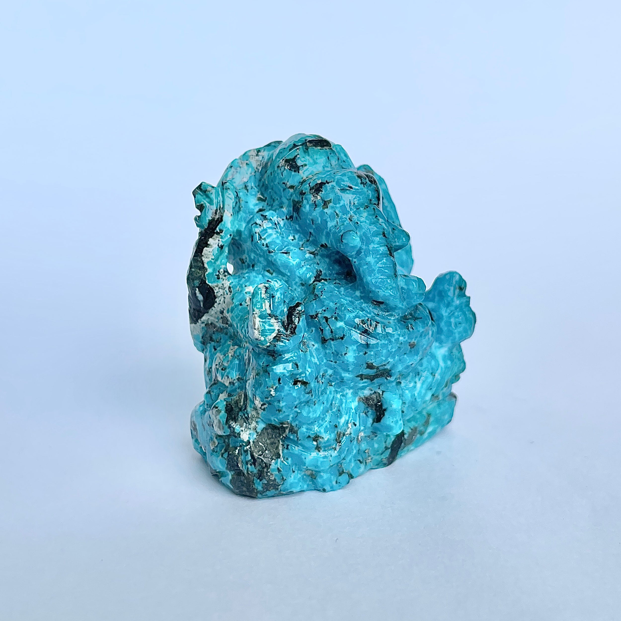 พระพิฆเนศองค์ใหญ่ สีฟ้าเทอร์ควอยซ์ น้ำหนัก 365 กะรัต สูง-4.5 ซม.-(TRQ-MRT-3.)