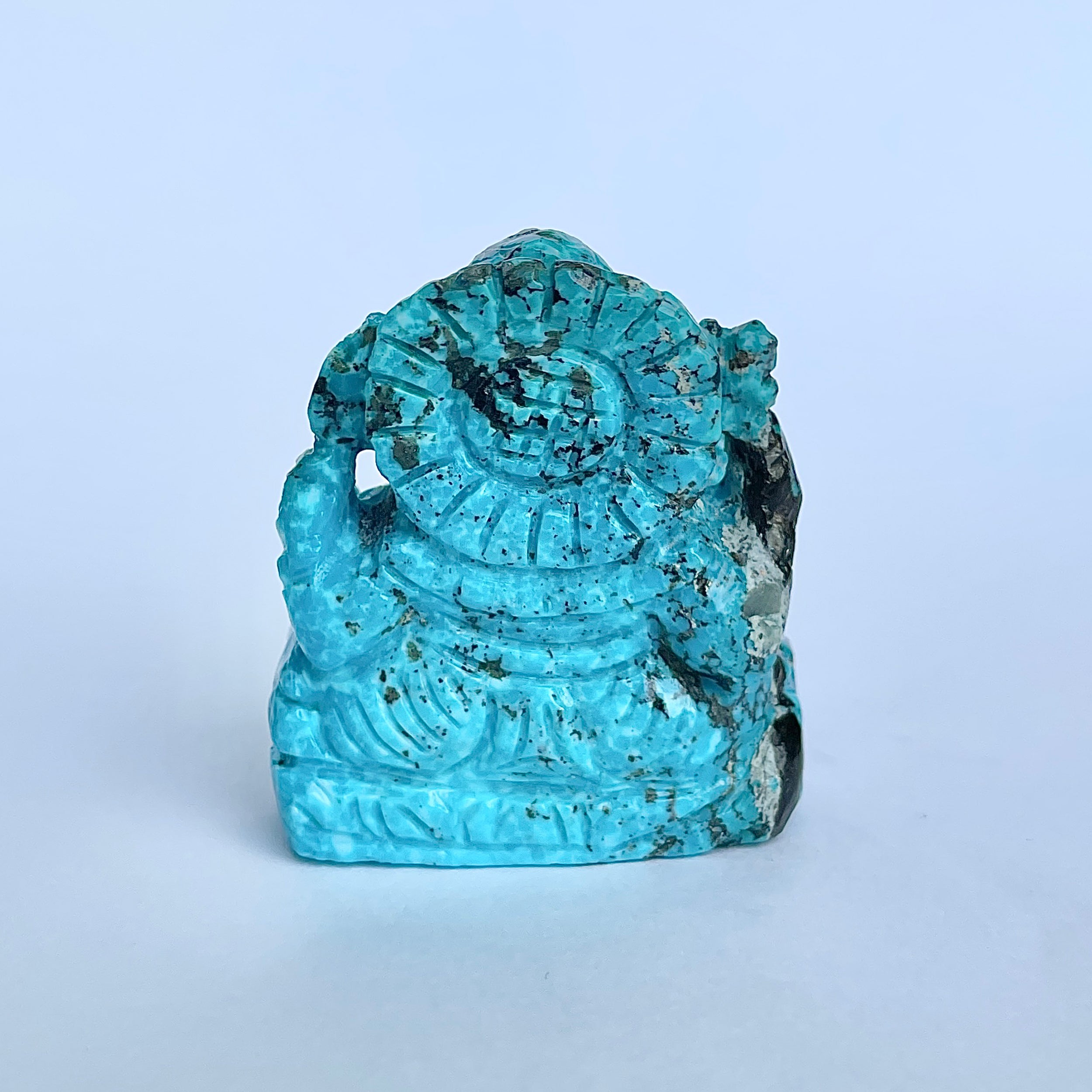 พระพิฆเนศองค์ใหญ่ สีฟ้าเทอร์ควอยซ์ น้ำหนัก 365 กะรัต สูง-4.5 ซม.-(TRQ-MRT-3.)