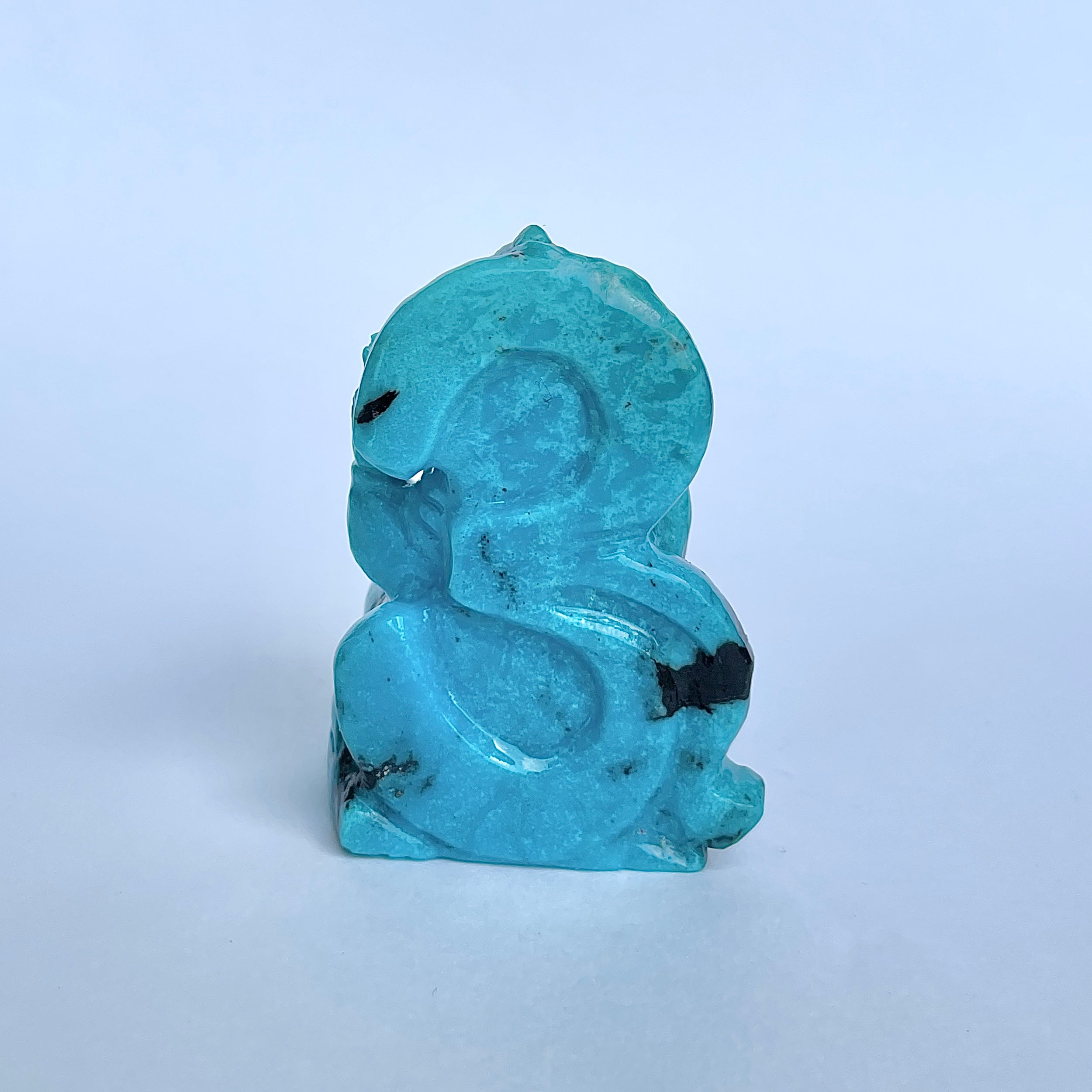 พระพิฆเนศทรงเครื่องสีฟ้าเทอร์ควอยซ์ น้ำหนัก 450 กะรัต ส่วนสูง 5.7 ซม.(TRQ-MRT-6.)