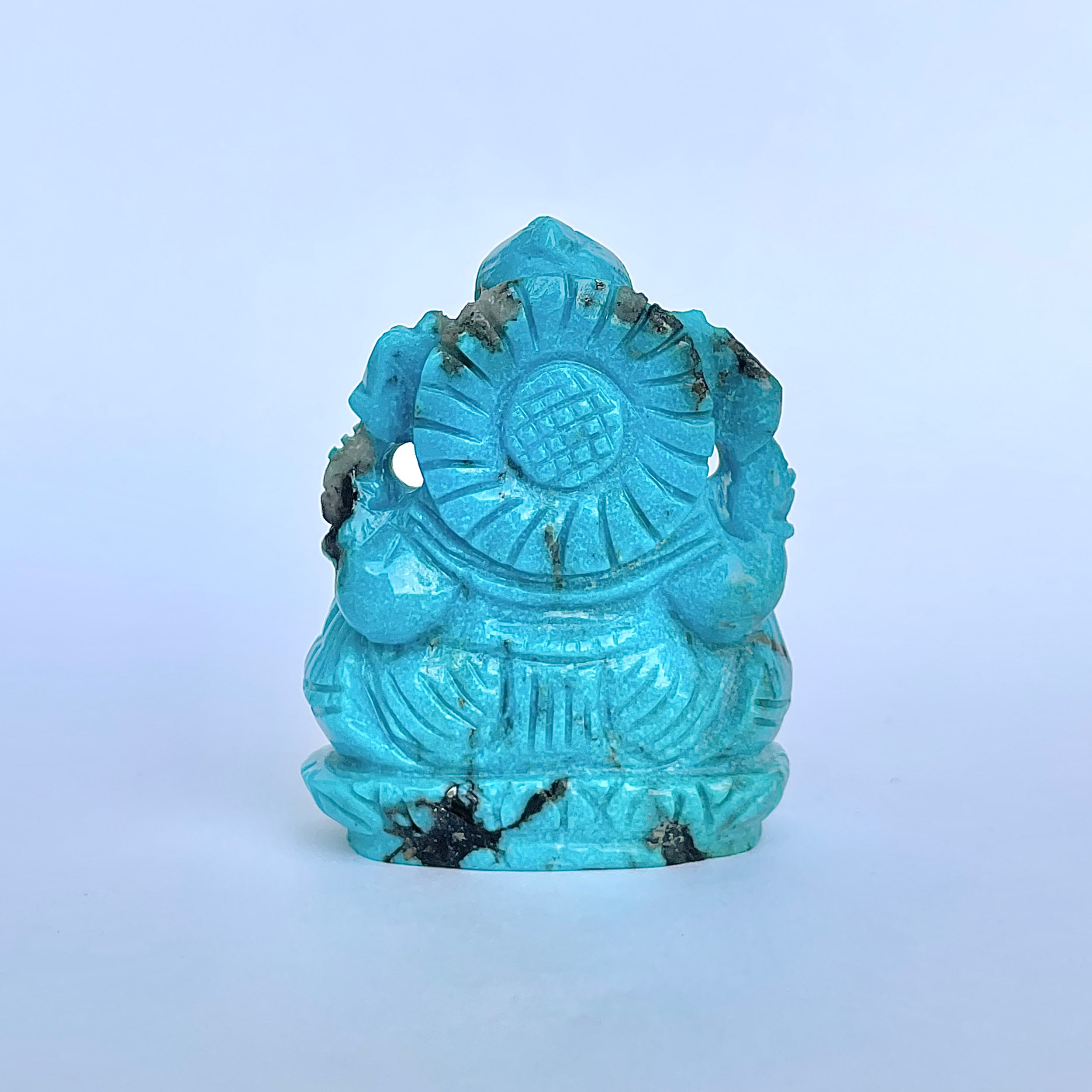 พระพิฆเนศองค์ใหญ่ สีฟ้า เทอร์ควอยซ์ น้ำหนัก 520 กะรัต สูง 6.1 ซม.(TRQ-MRT-8.)